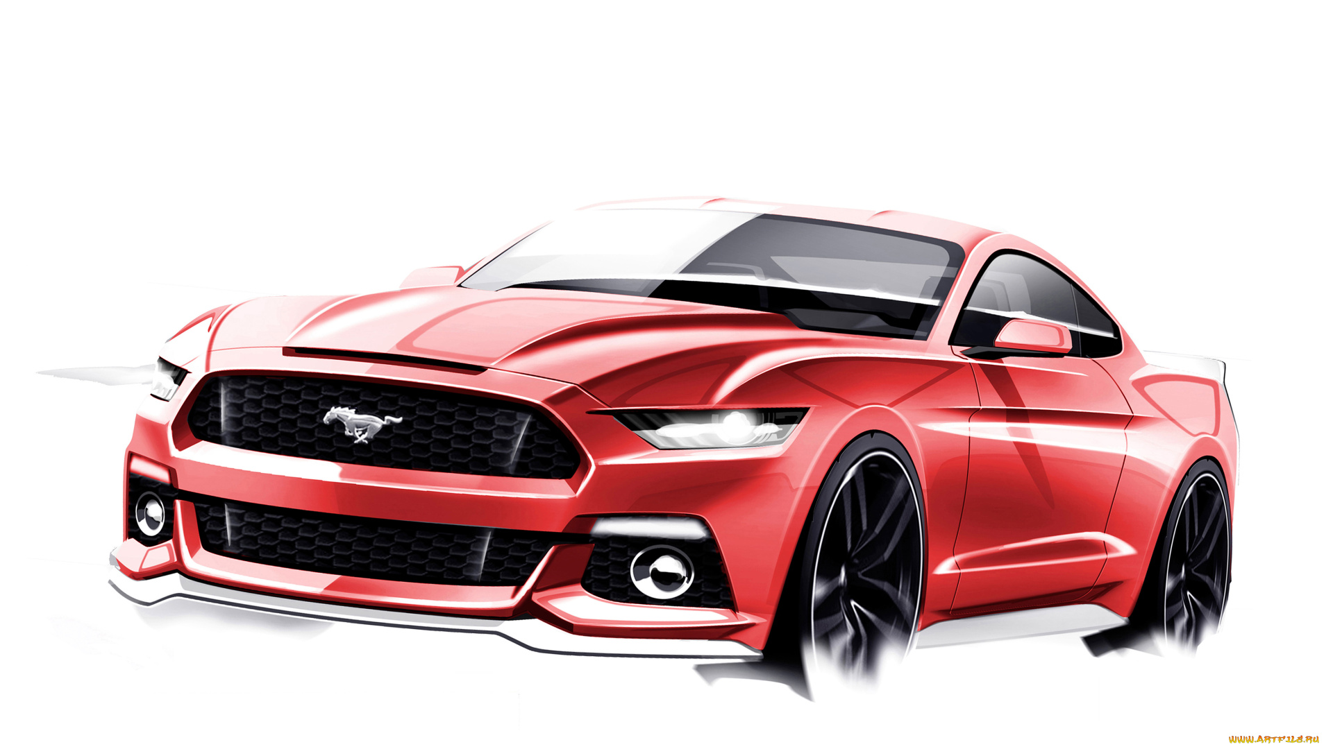 автомобили, рисованные, красный, ford