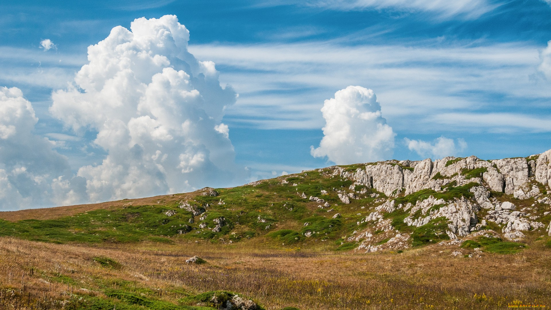 природа, горы, облака, небо, гора, crimea, chater-dag, -, massif, ukraine