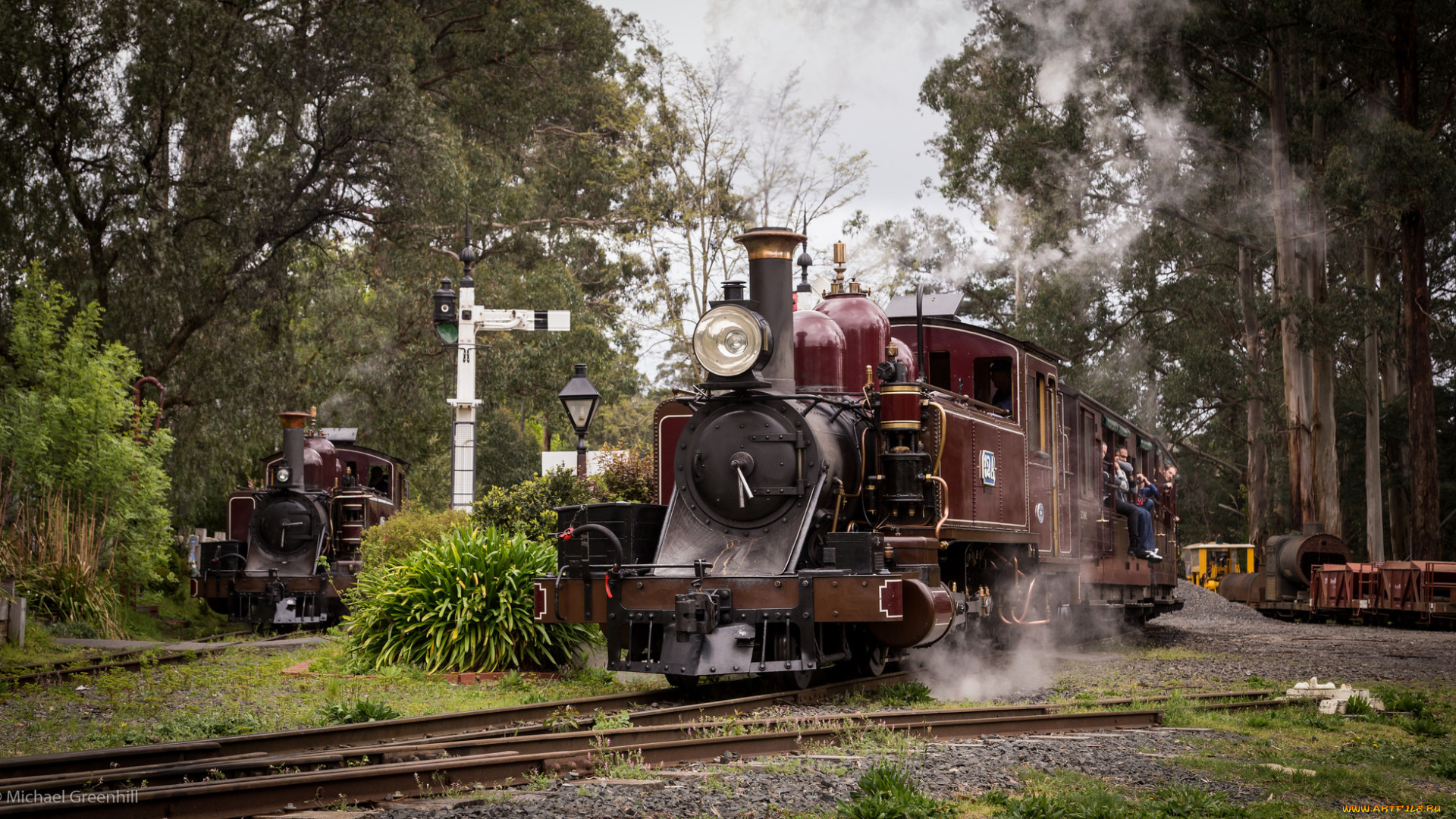 техника, паровозы, железная, вагоны, паровоз, рельсы, дорога