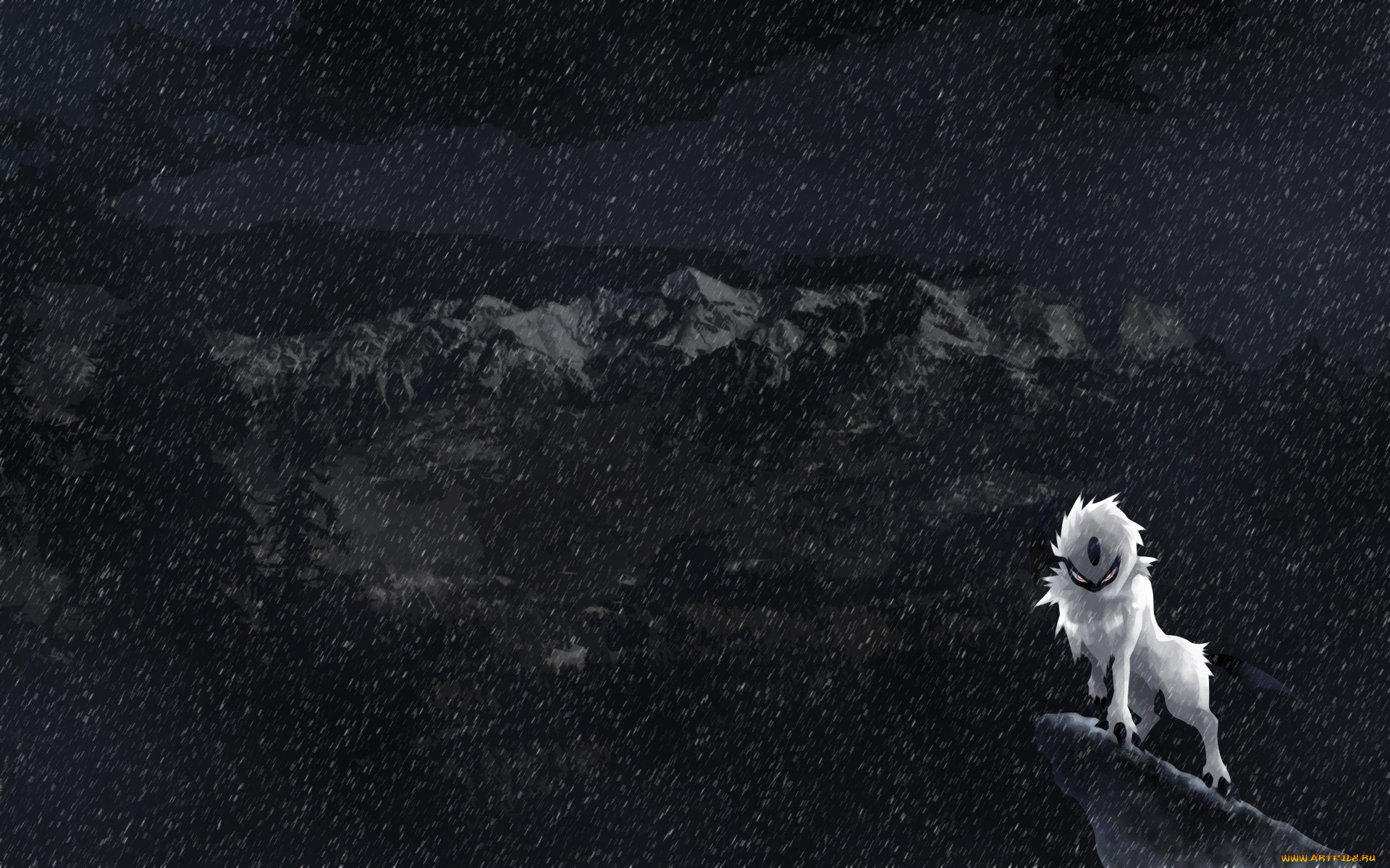 аниме, pokemon, взгляд, покемон, дождь, арт