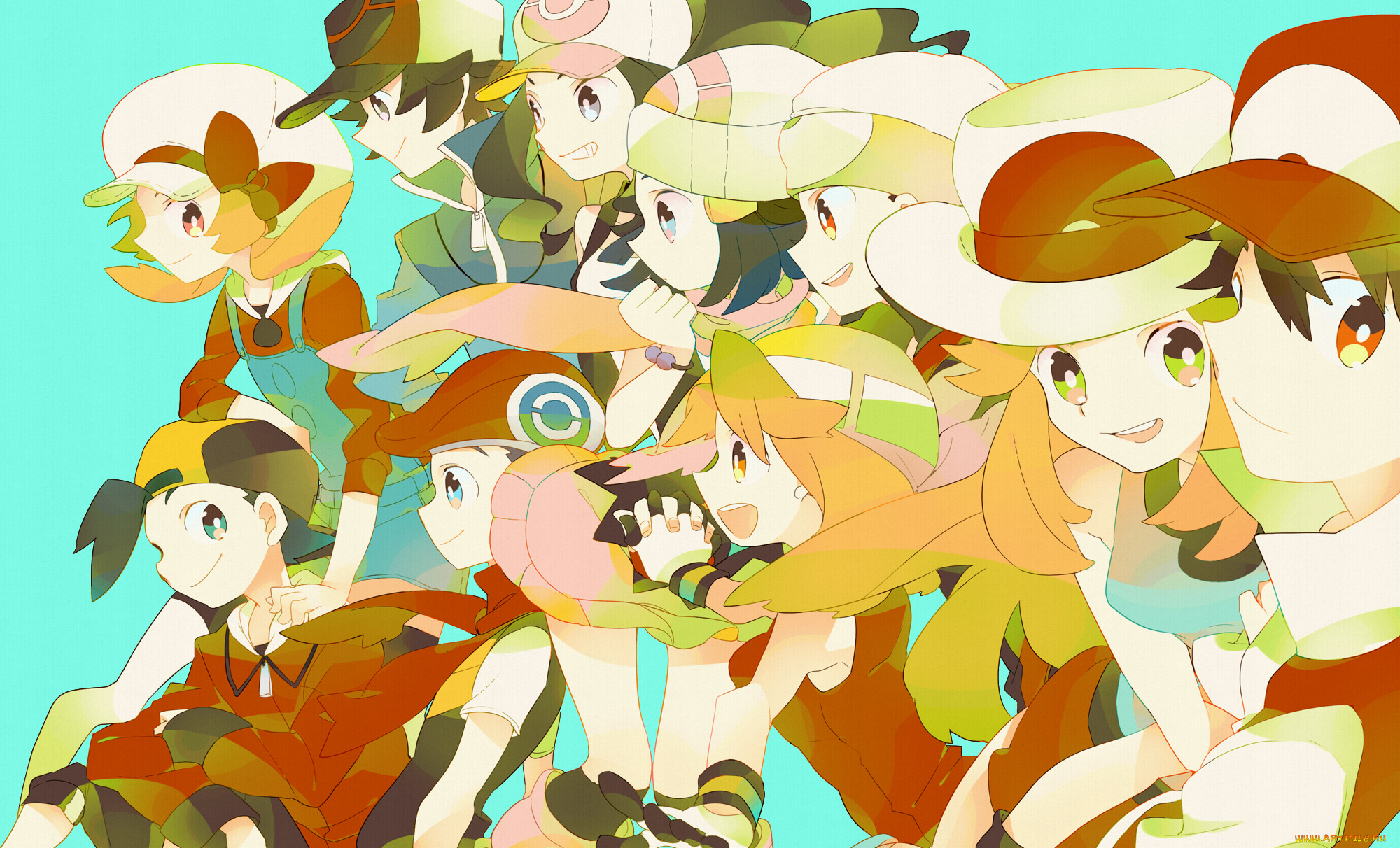 аниме, pokemon, парни, покемон, арт, девушки