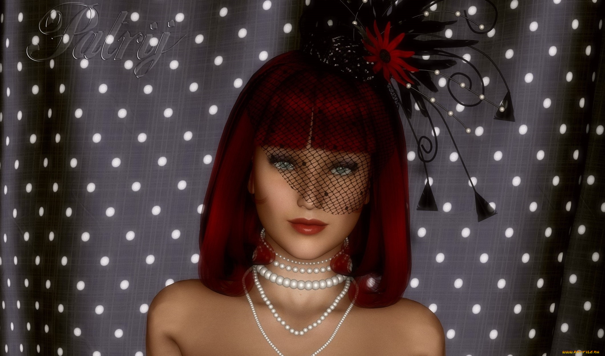 3д, графика, портрет, , portraits, шляпа, взгляд, фон, девушка