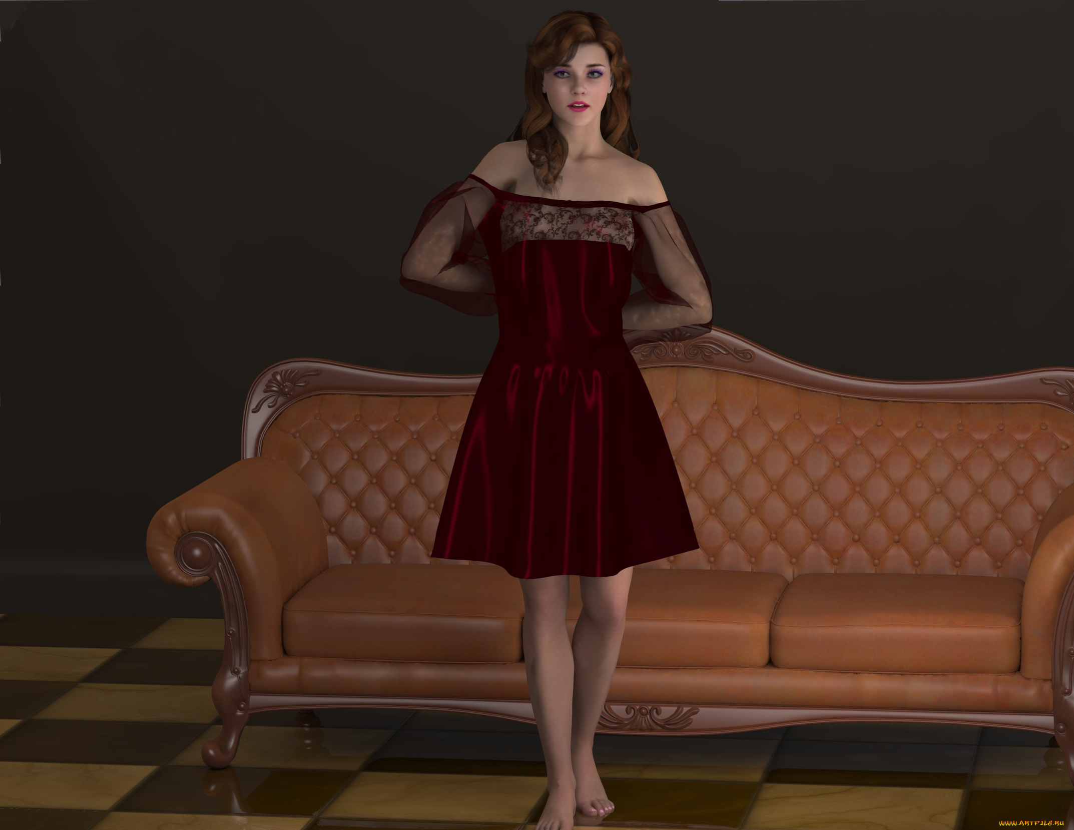 3д, графика, люди, , people, диван, фон, девушка, взгляд