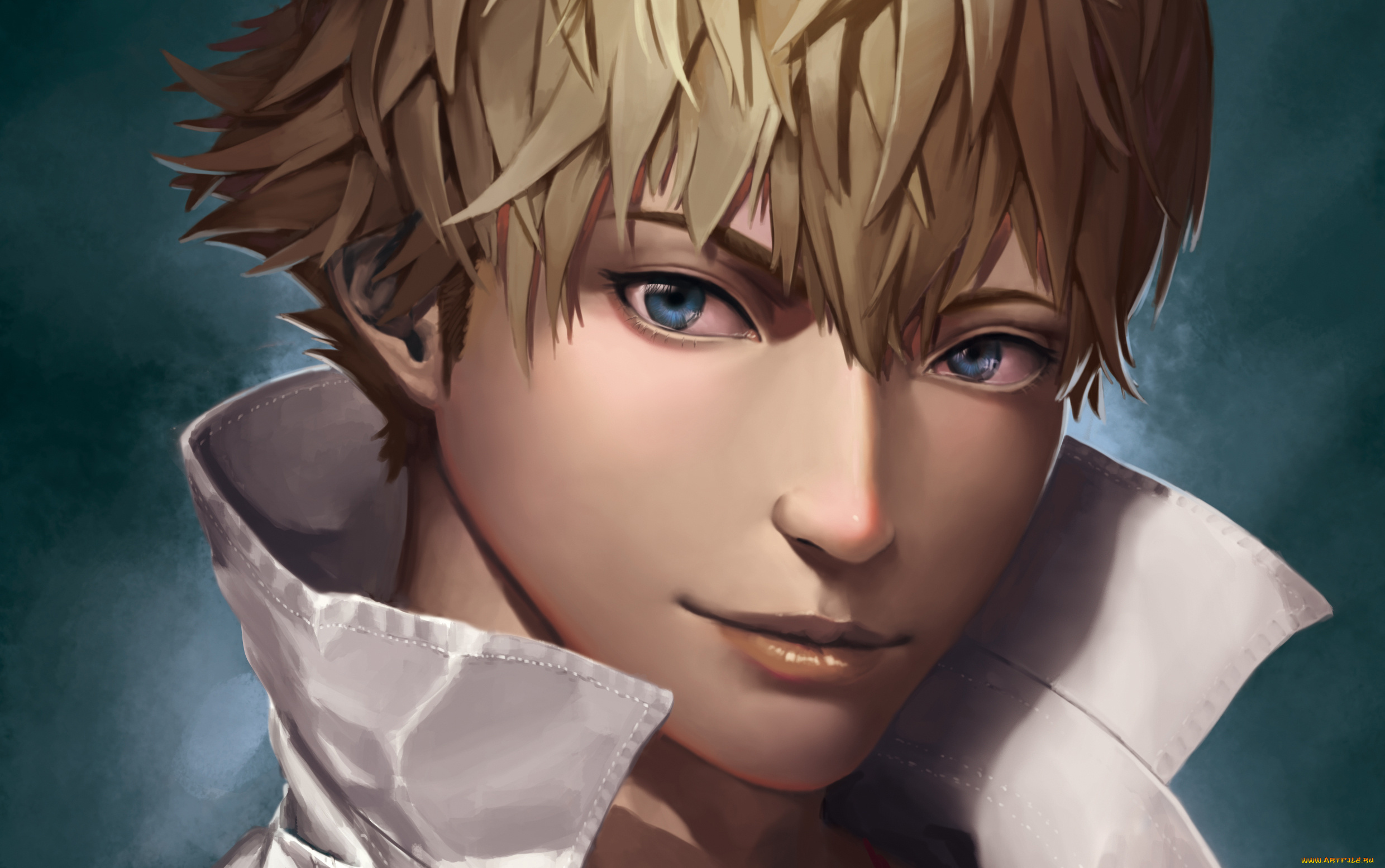 аниме, *unknown, , другое, art, lepus, rwby, мужчина, улыбка, крупный, план, воротник