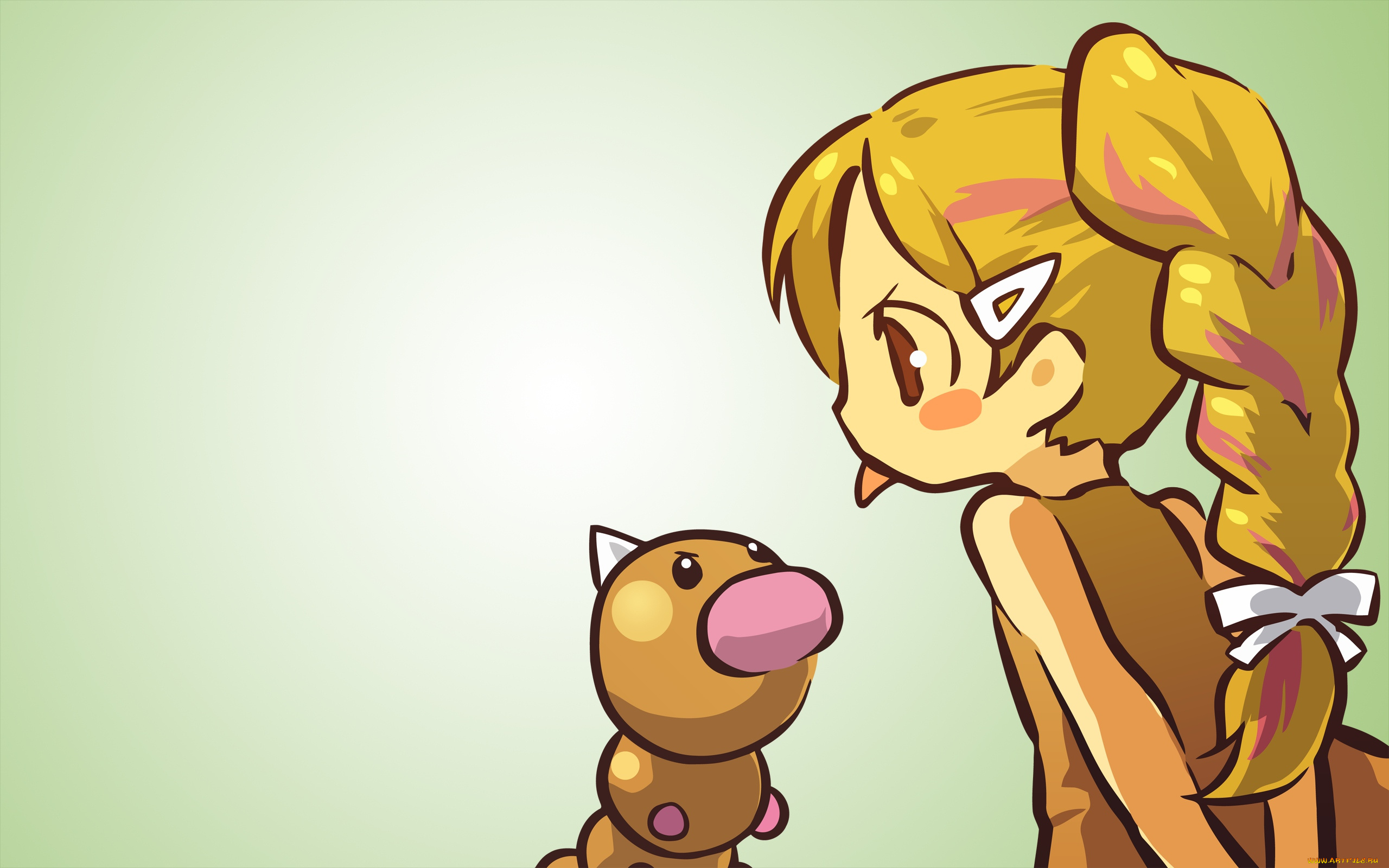 аниме, pokemon, девушка, покемон, арт