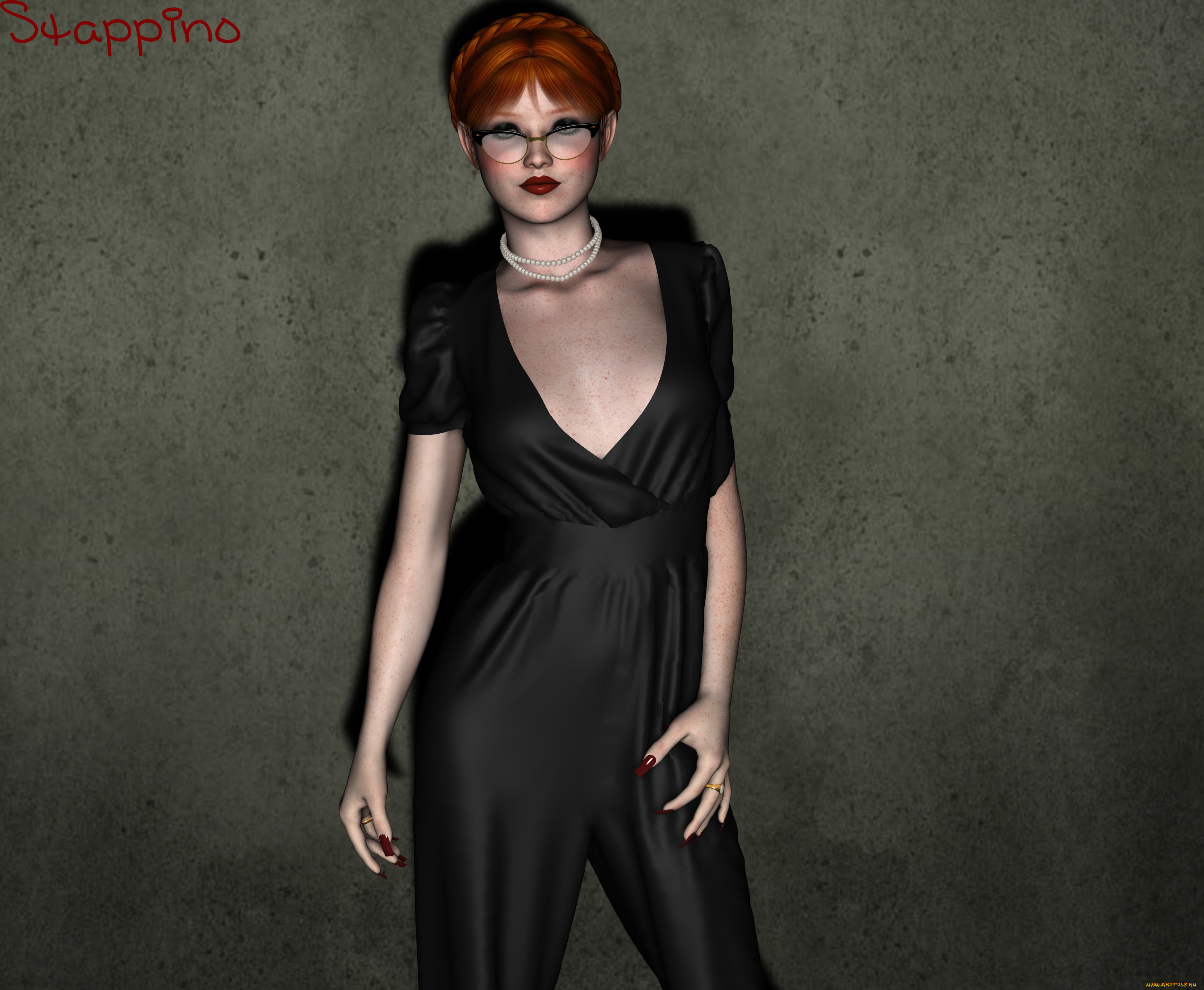 3д, графика, люди, , people, очки, рыжая, фон, девушка, взгляд