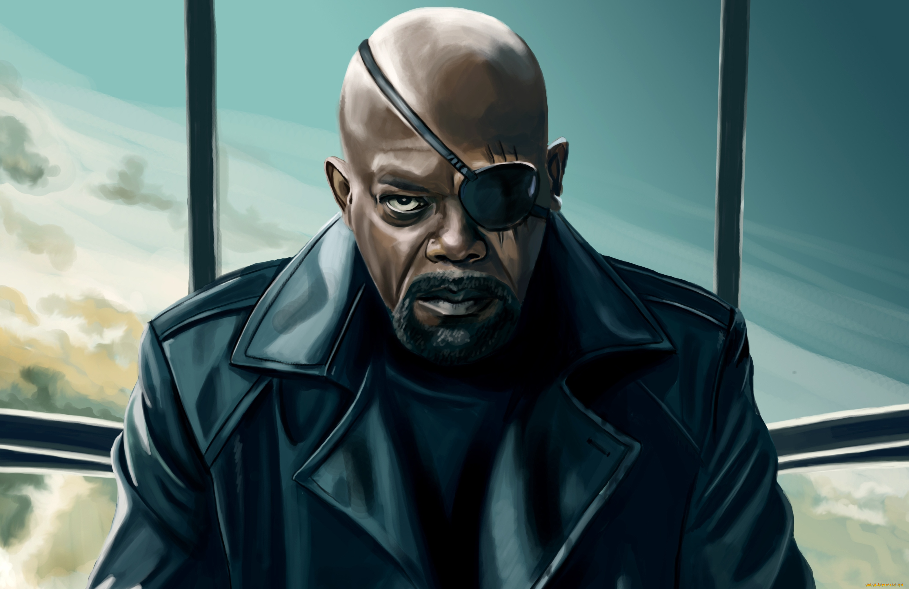 рисованные, кино, nick, fury, shield, щит, мужчина, мстители, agent, samuel, l, jackson