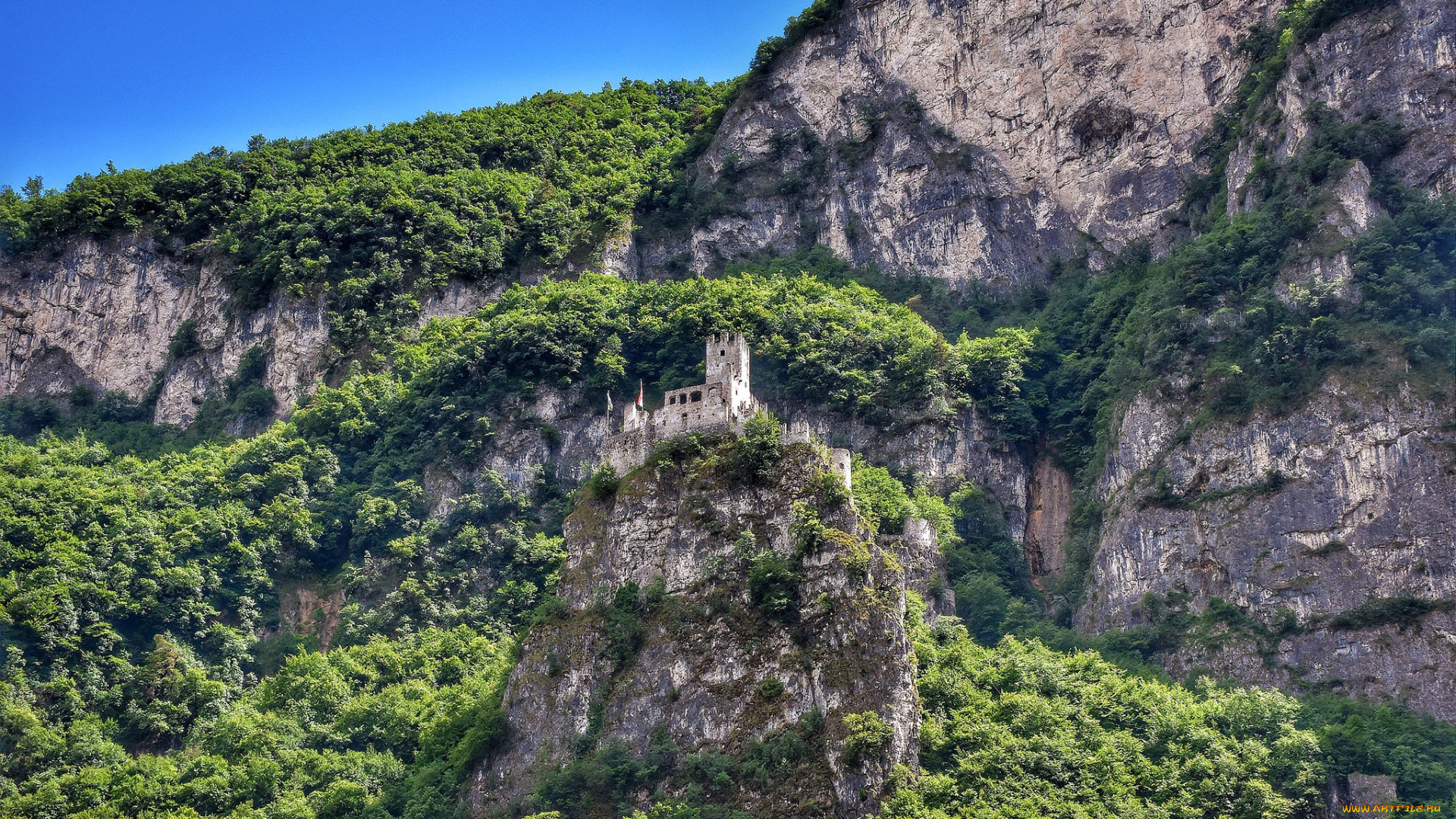 castello, di, salorno, города, замки, италии, замок, лес, горы