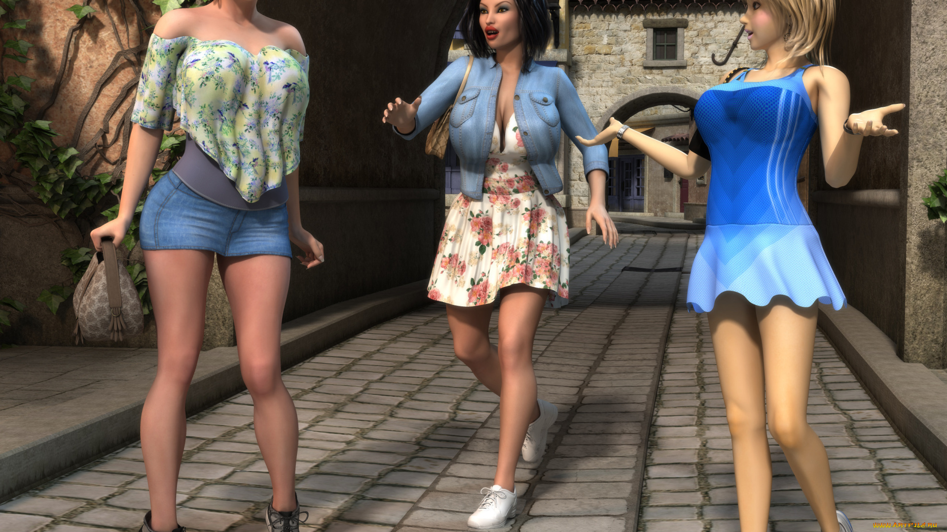 3д, графика, люди, , people, фон, взгляд, девушки