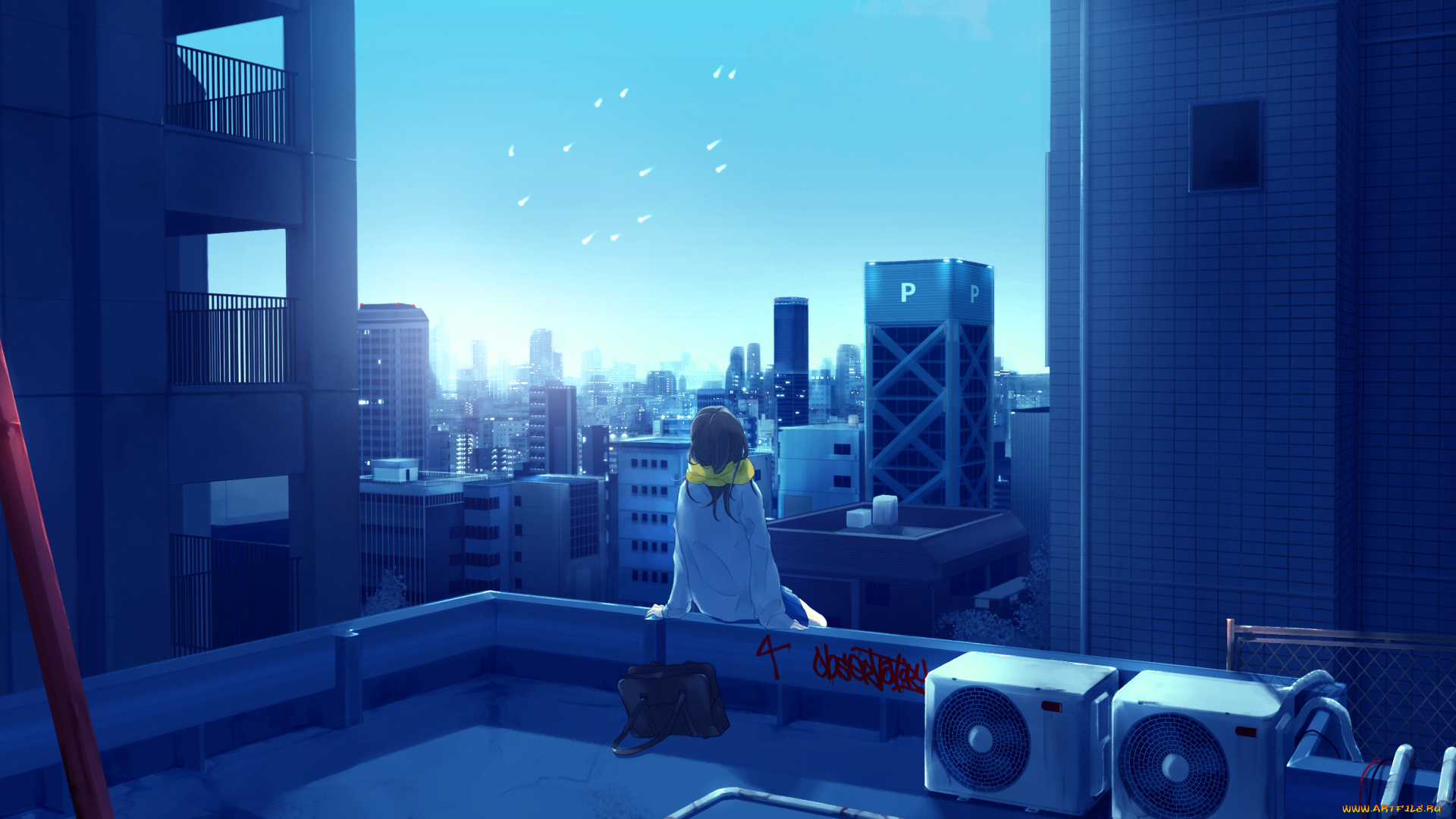 аниме, город, , улицы, , здания