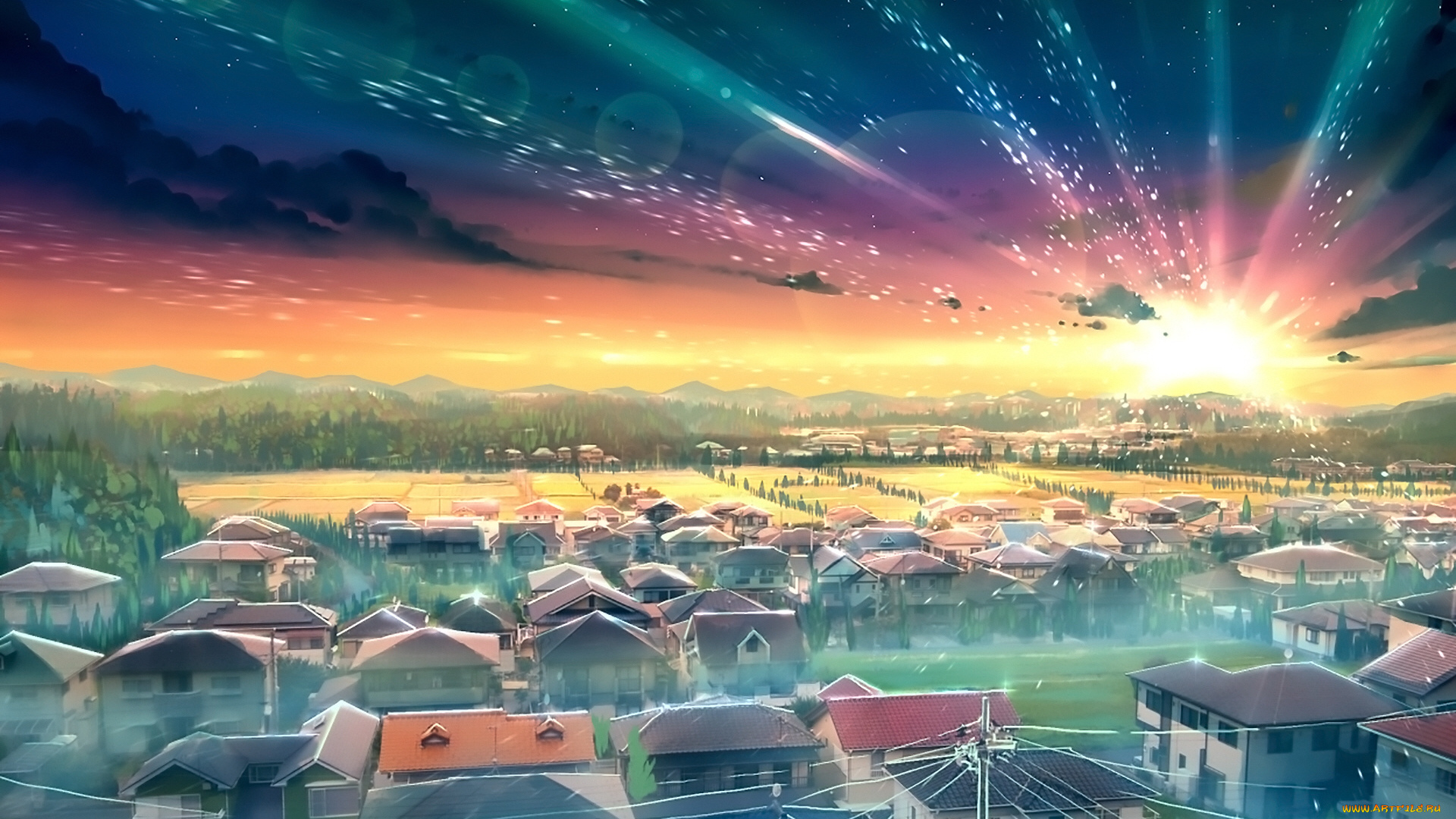 аниме, город, , улицы, , здания