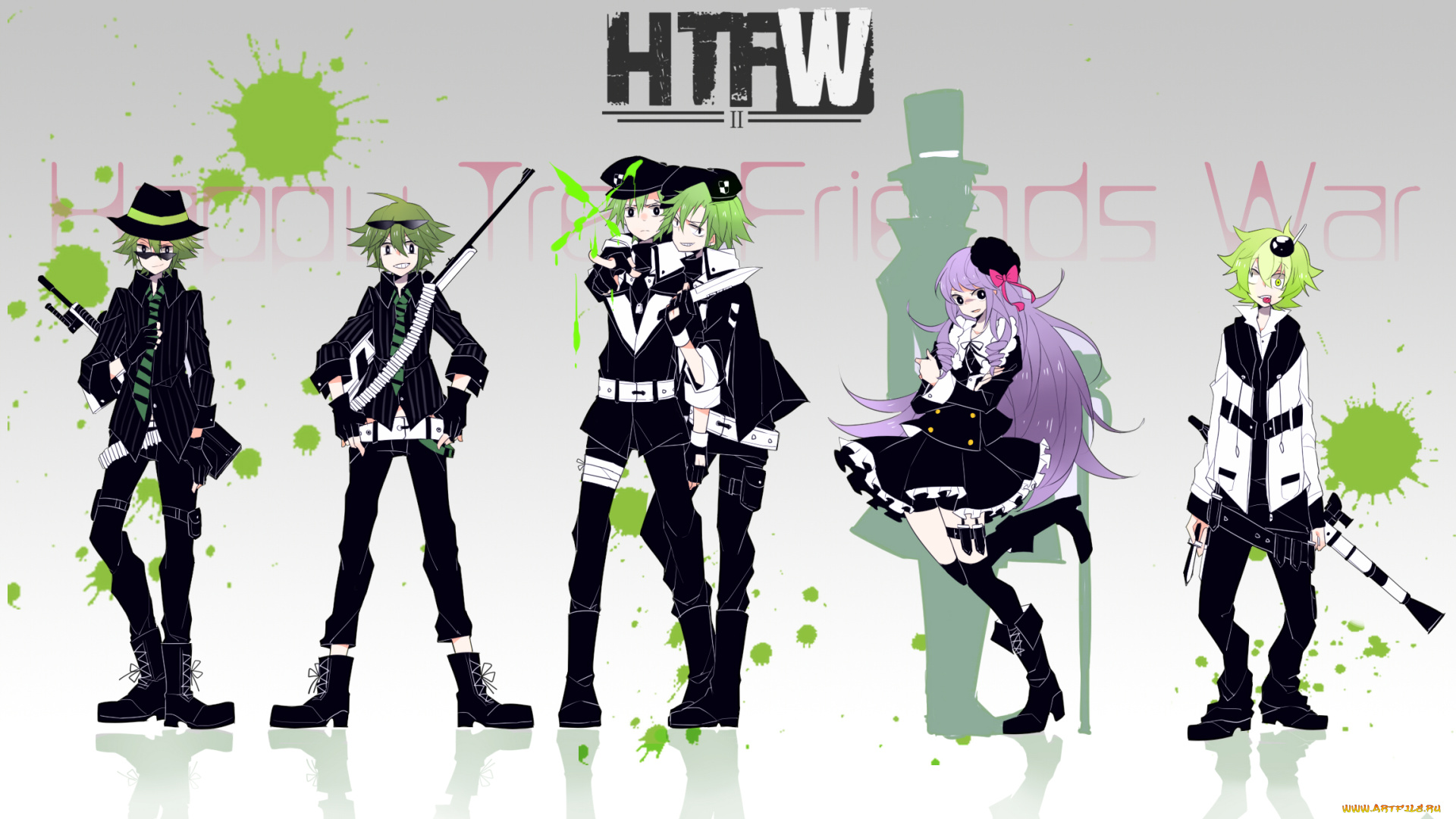 аниме, happy, tree, friends, парни