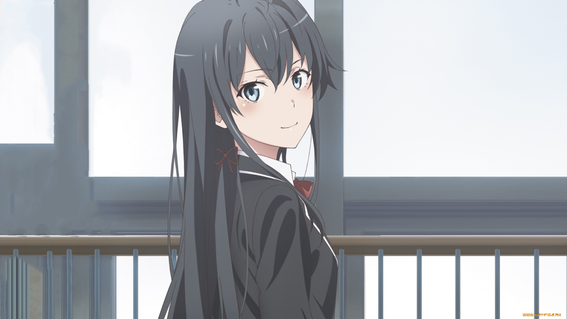 аниме, oregairu, взгляд, девушка, фон