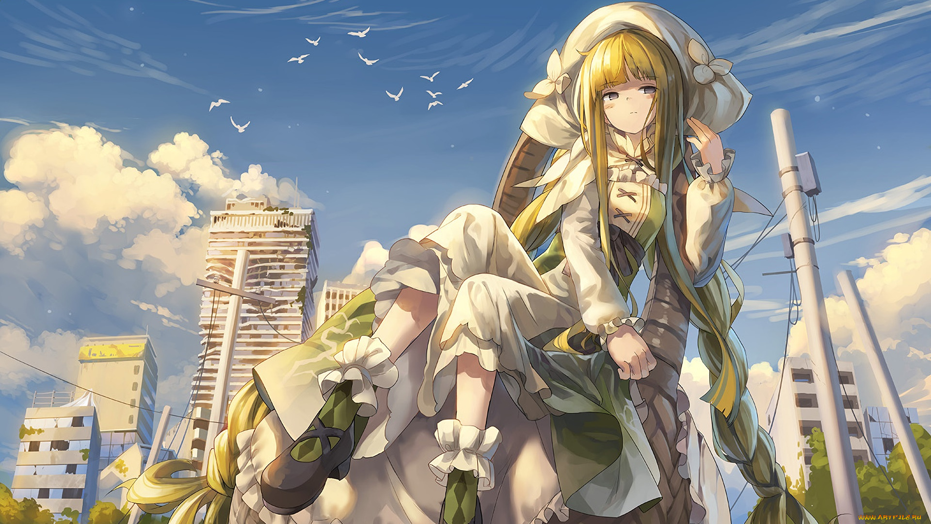 аниме, unknown, , другое, фон, девушка, взгляд