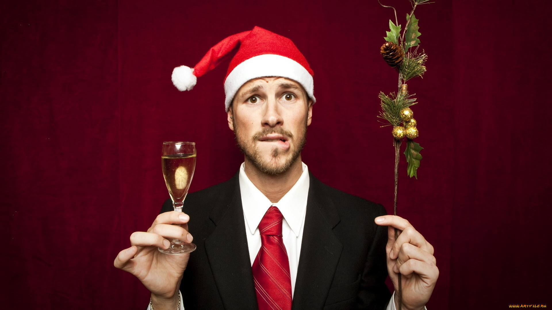 мужчины, -, unsort, праздник, колпак, шампанское
