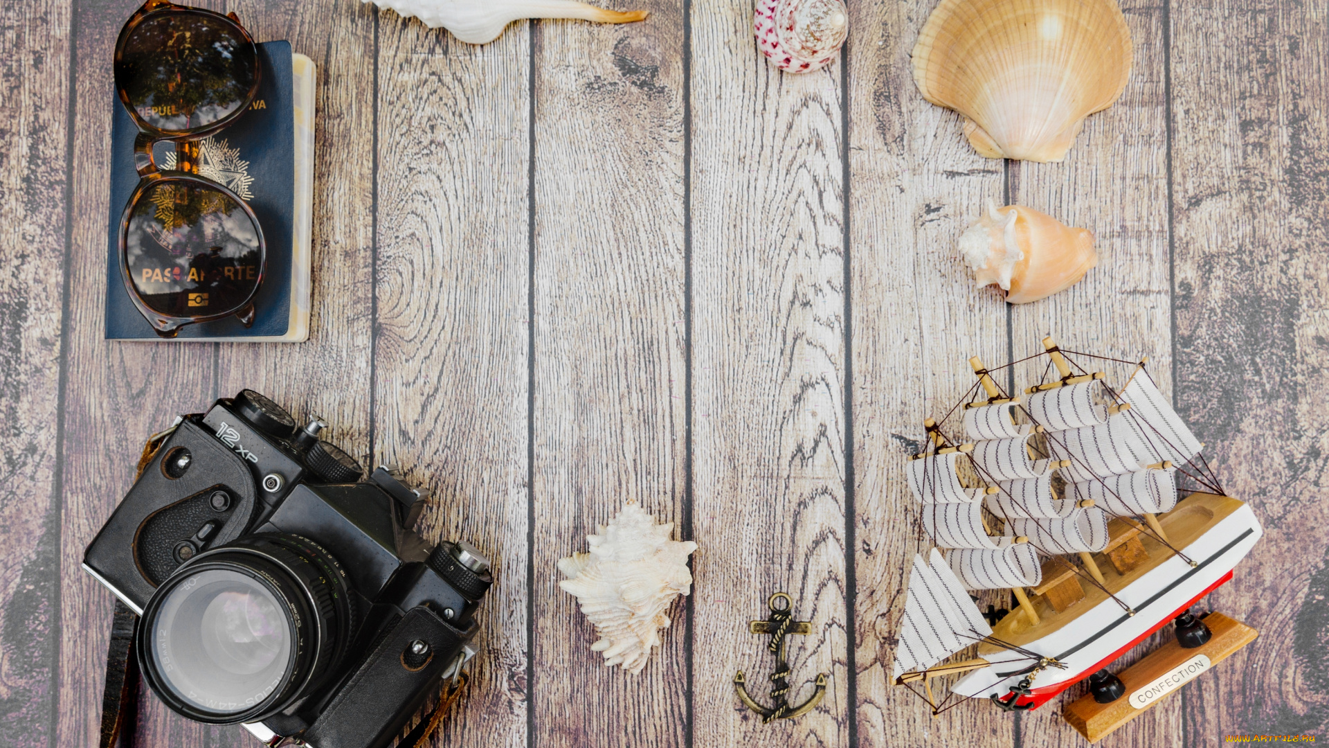 разное, -, другое, море, лето, аксессуары, фотоаппарат, очки, телефон, блокнот, ракушка