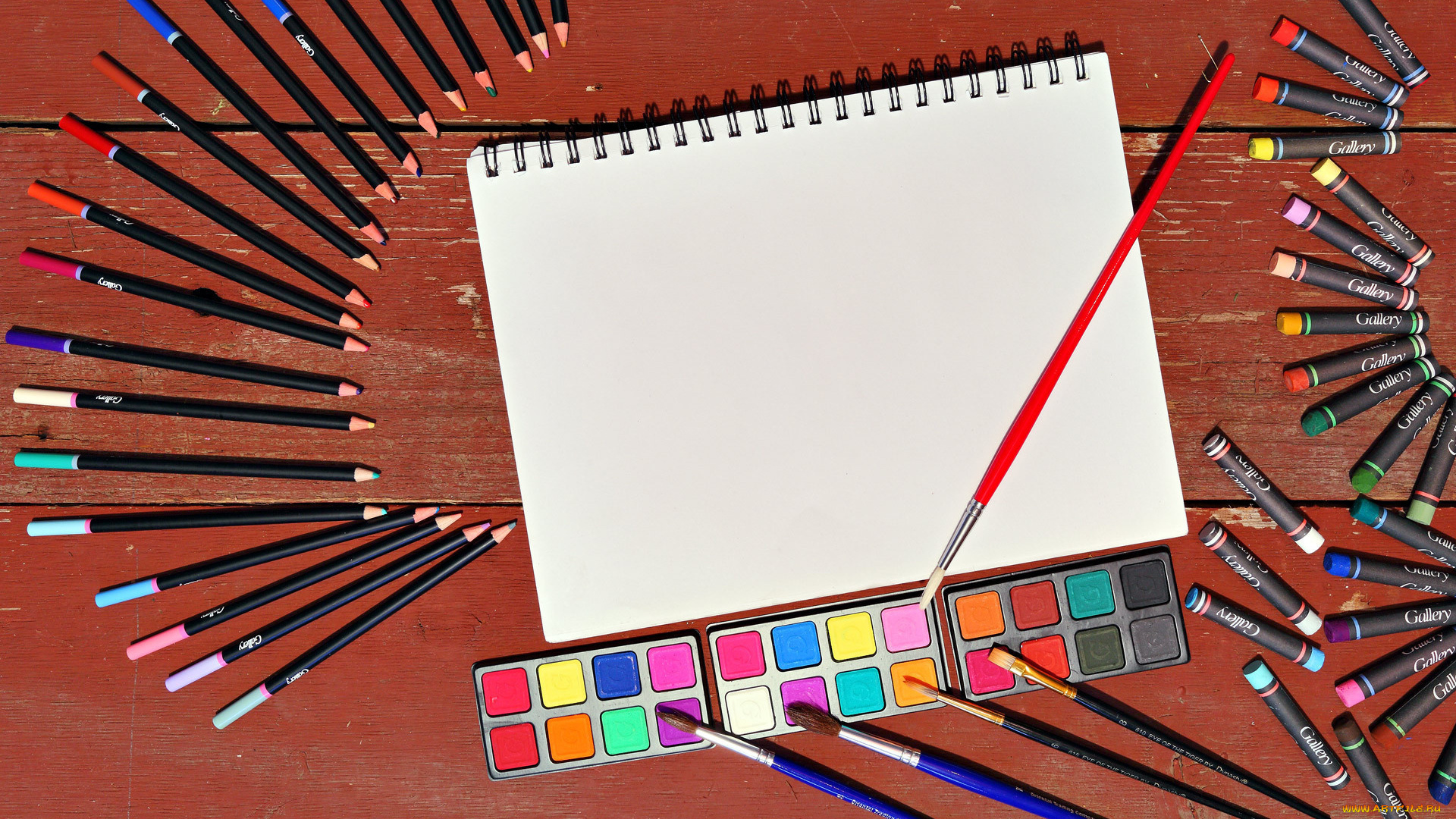 разное, канцелярия, , книги, краски, кисточки, фломастеры, блокнот, карандаши