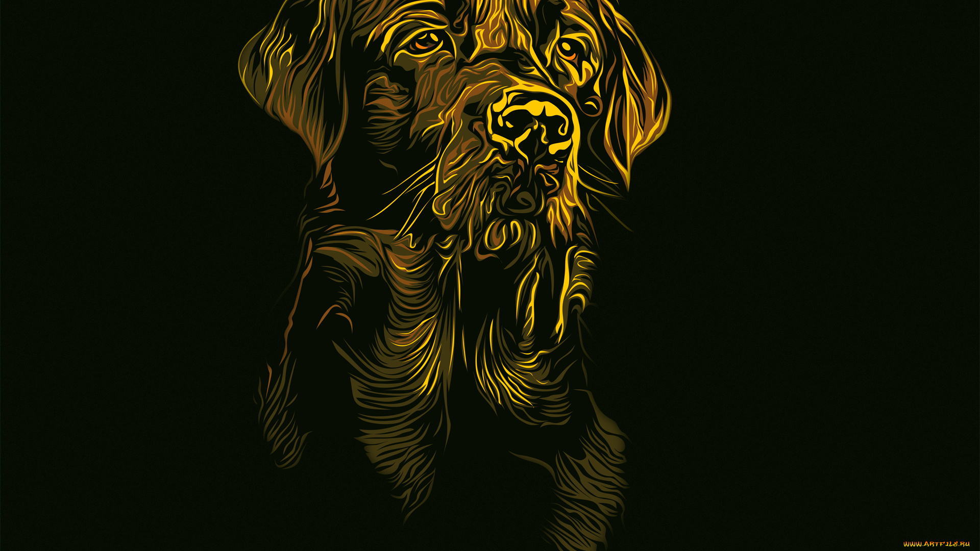 рисованное, животные, , собаки, черный, фон