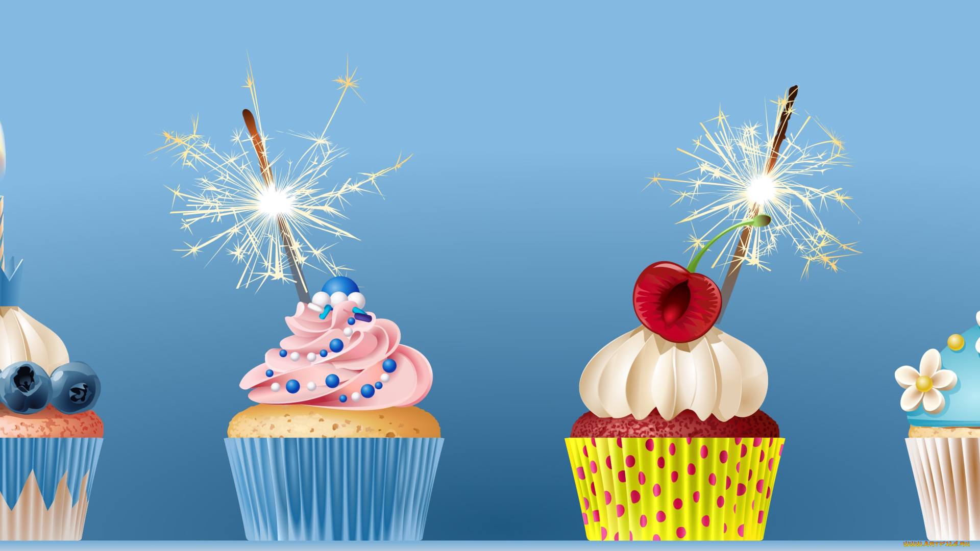 векторная, графика, еда, , food, свечи, сладость, праздник, пирожные