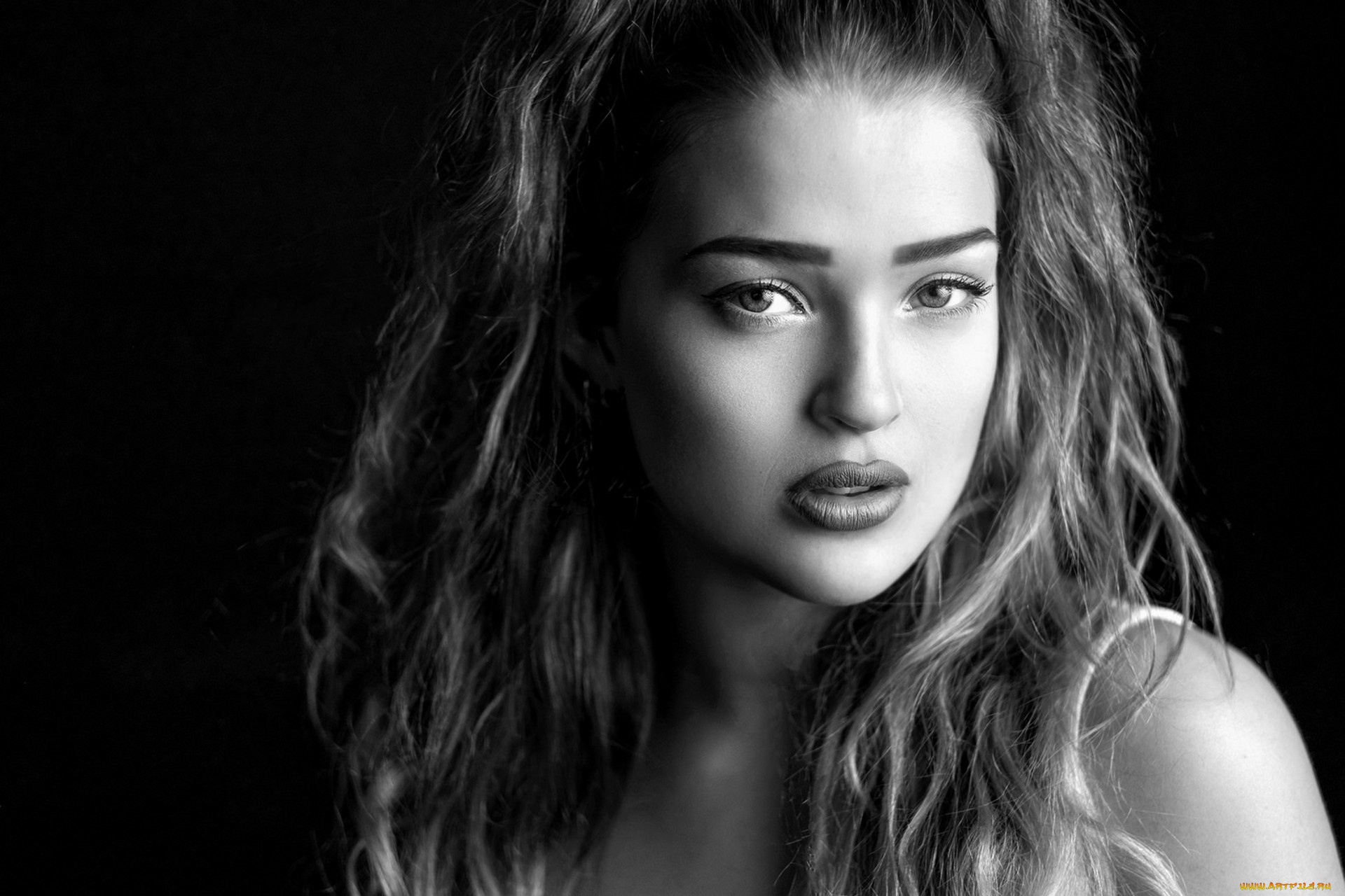 девушки, -unsort, , Черно-белые, обои, взгляд, лицо