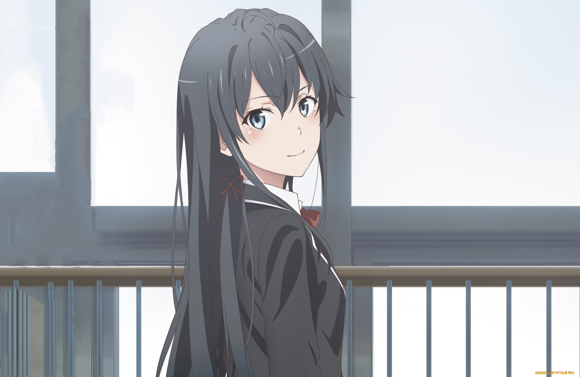 аниме, oregairu, взгляд, девушка, фон