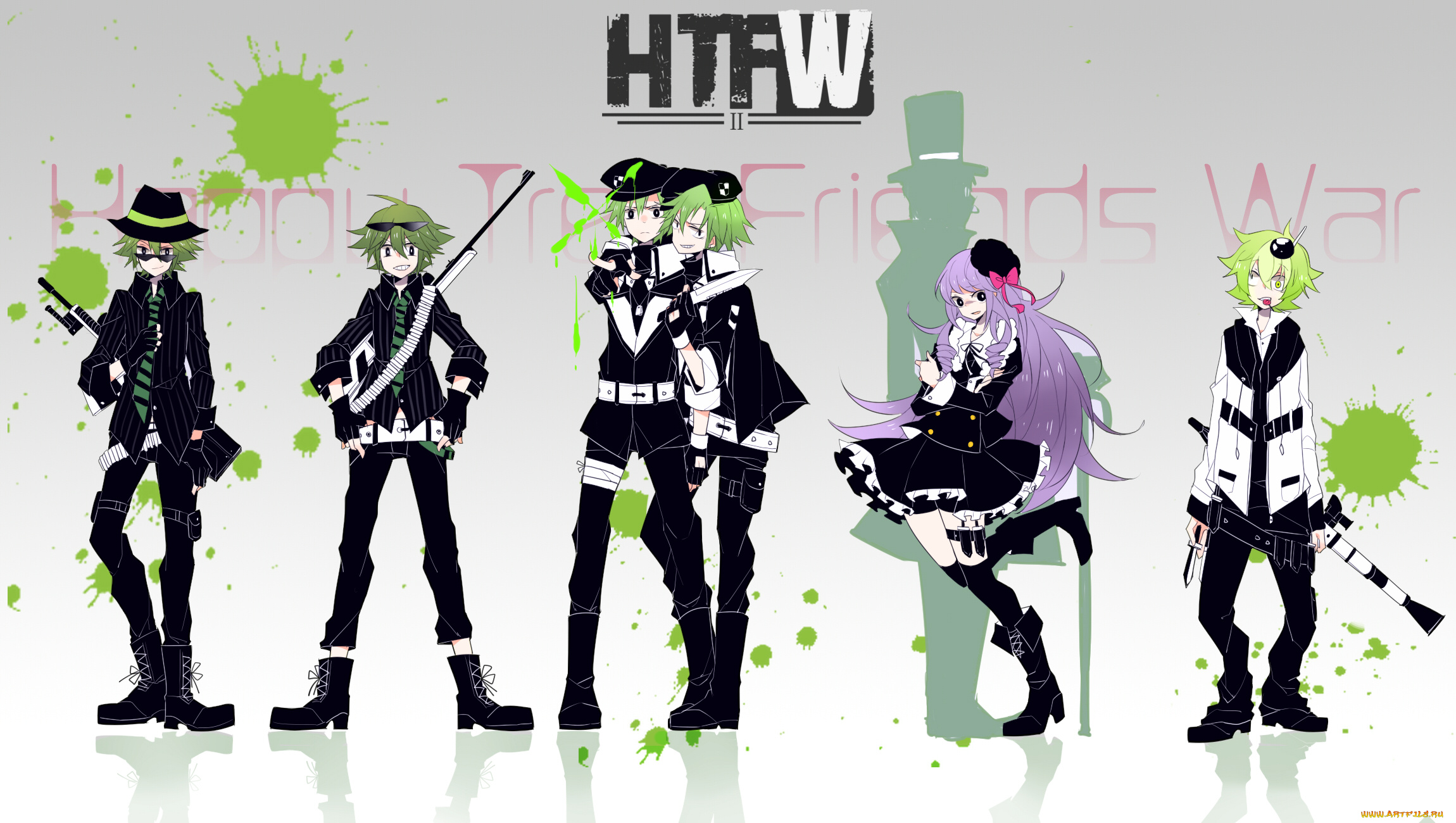 аниме, happy, tree, friends, парни