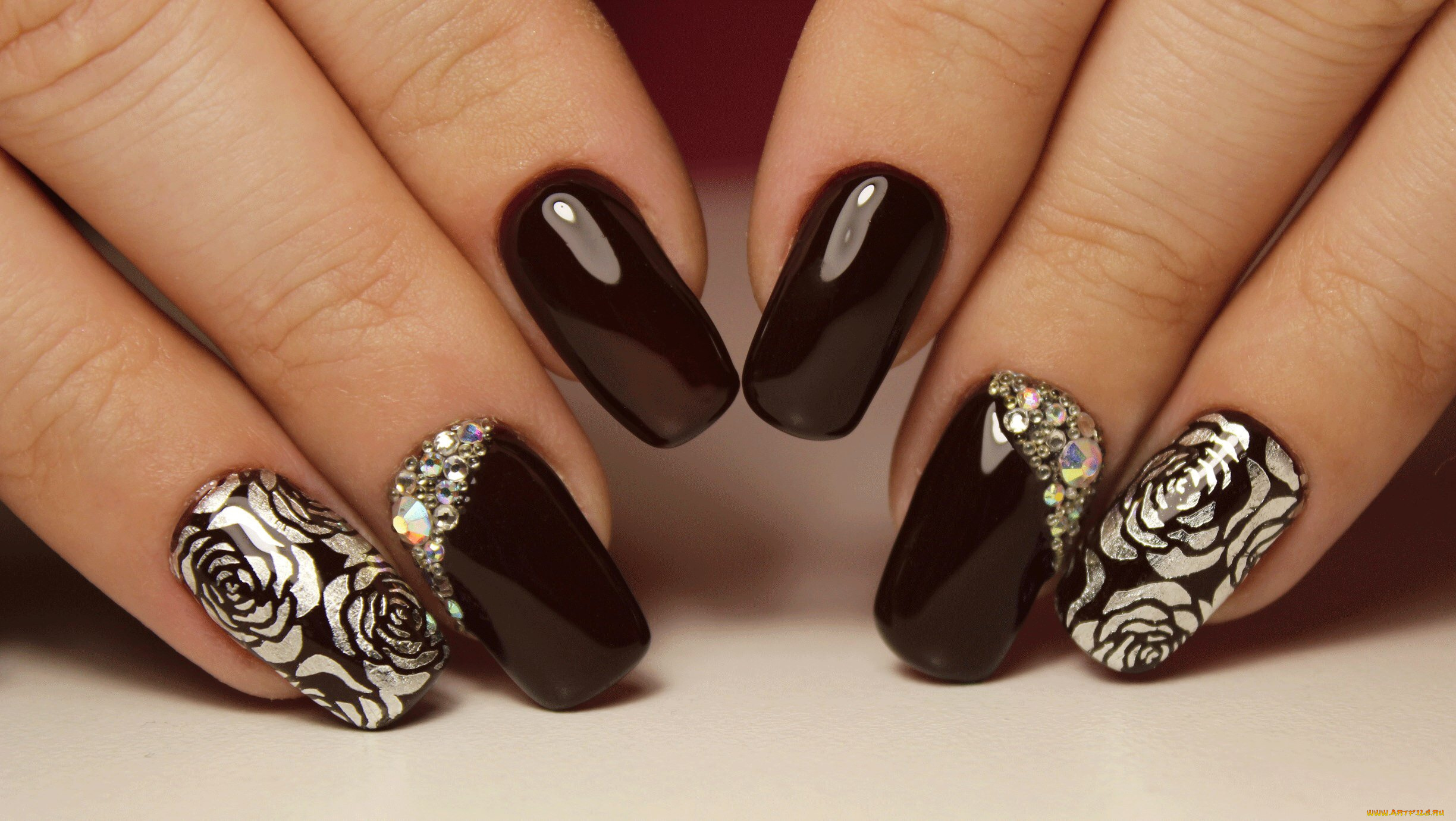 разное, руки, маникюр, ногти, пальцы, стразы, фон