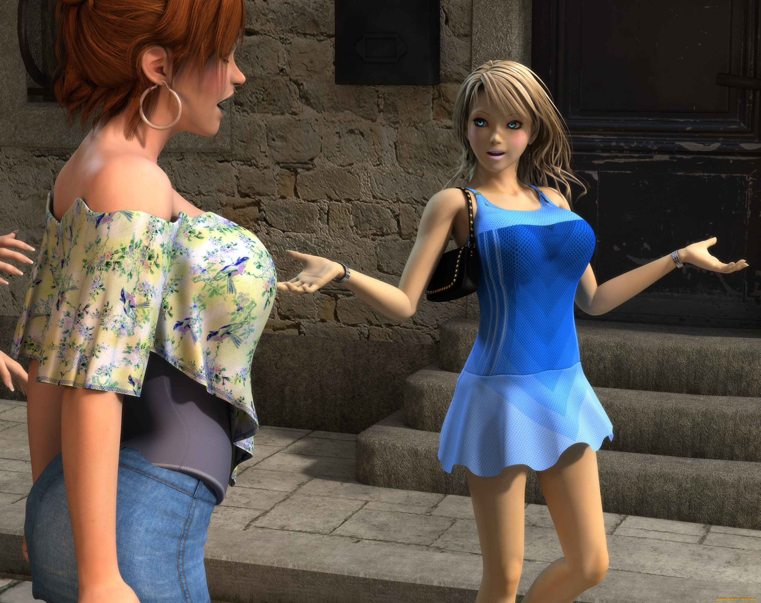 3д, графика, люди, , people, девушки, фон, взгляд