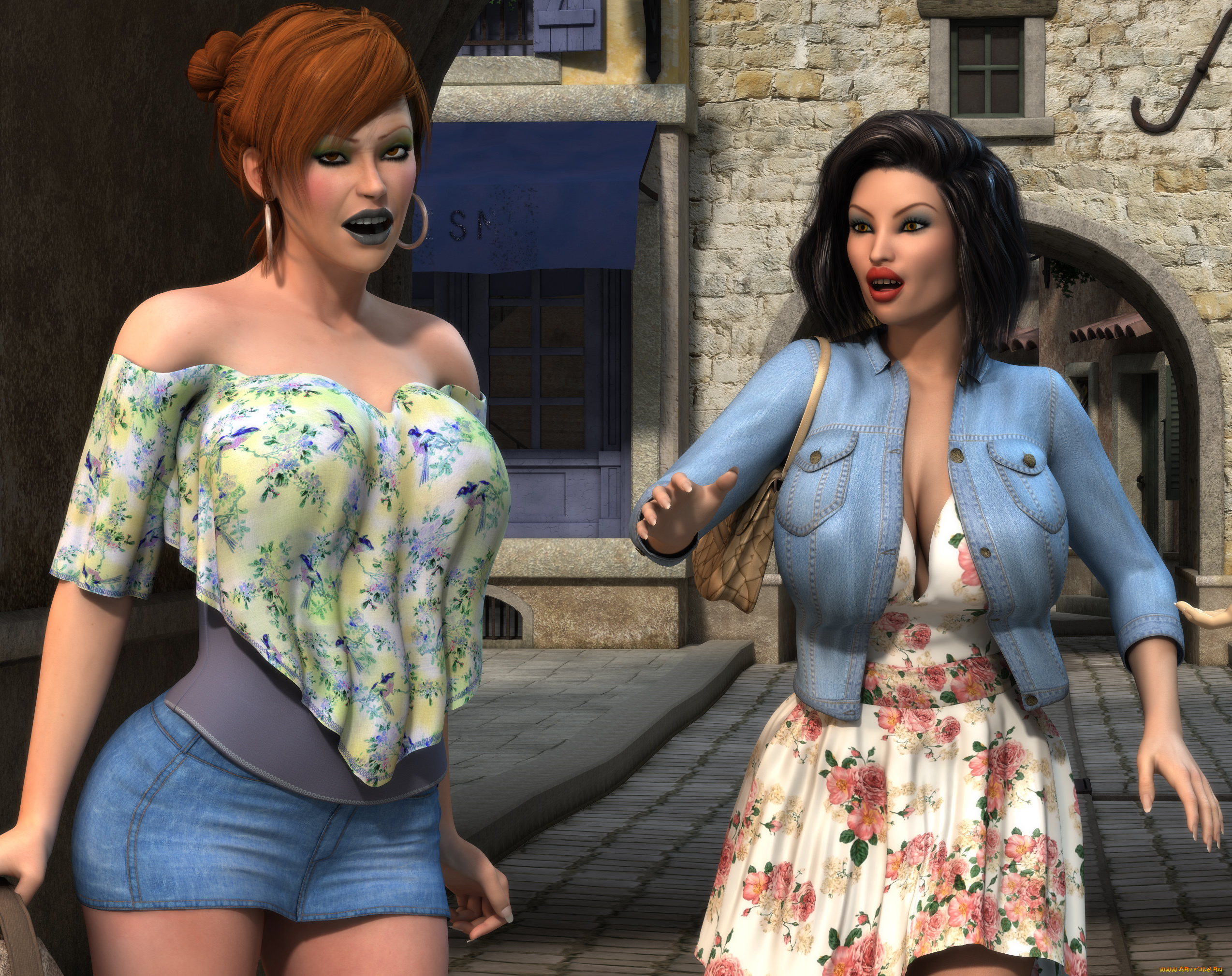 3д, графика, люди, , people, фон, взгляд, девушки