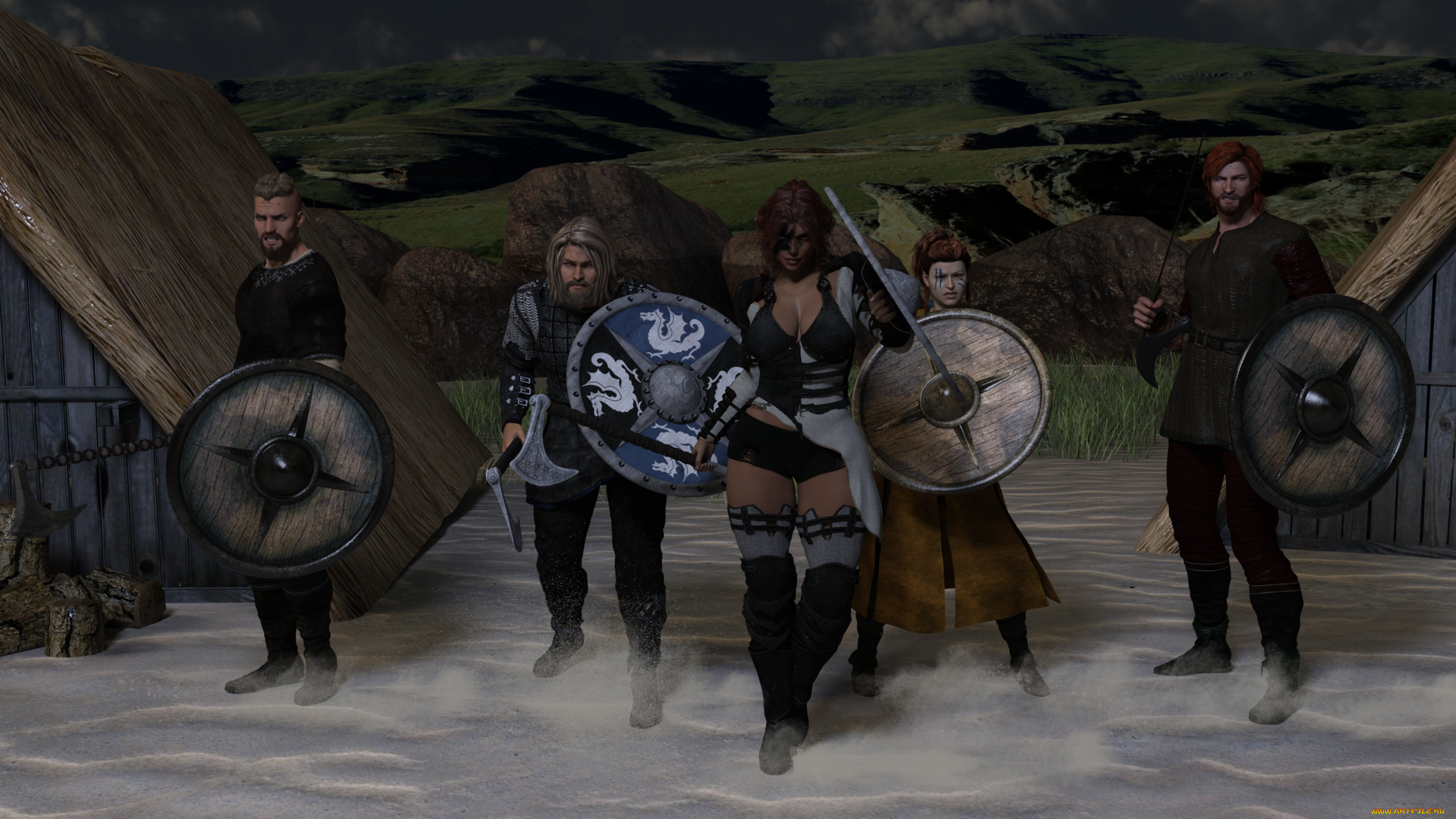 3д, графика, фантазия, , fantasy, мужчины, фон, оружие, взгляд