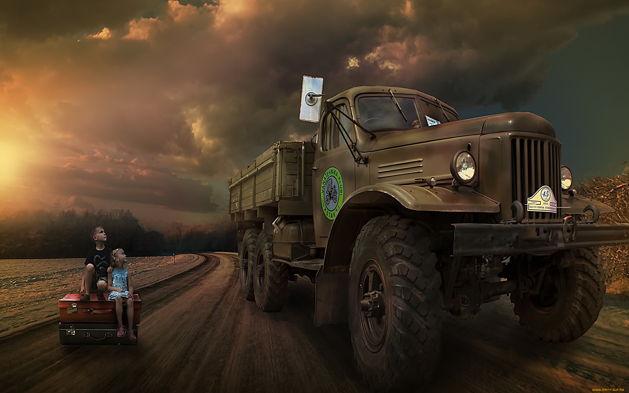 юмор, и, приколы, грузовик, дорога, дети