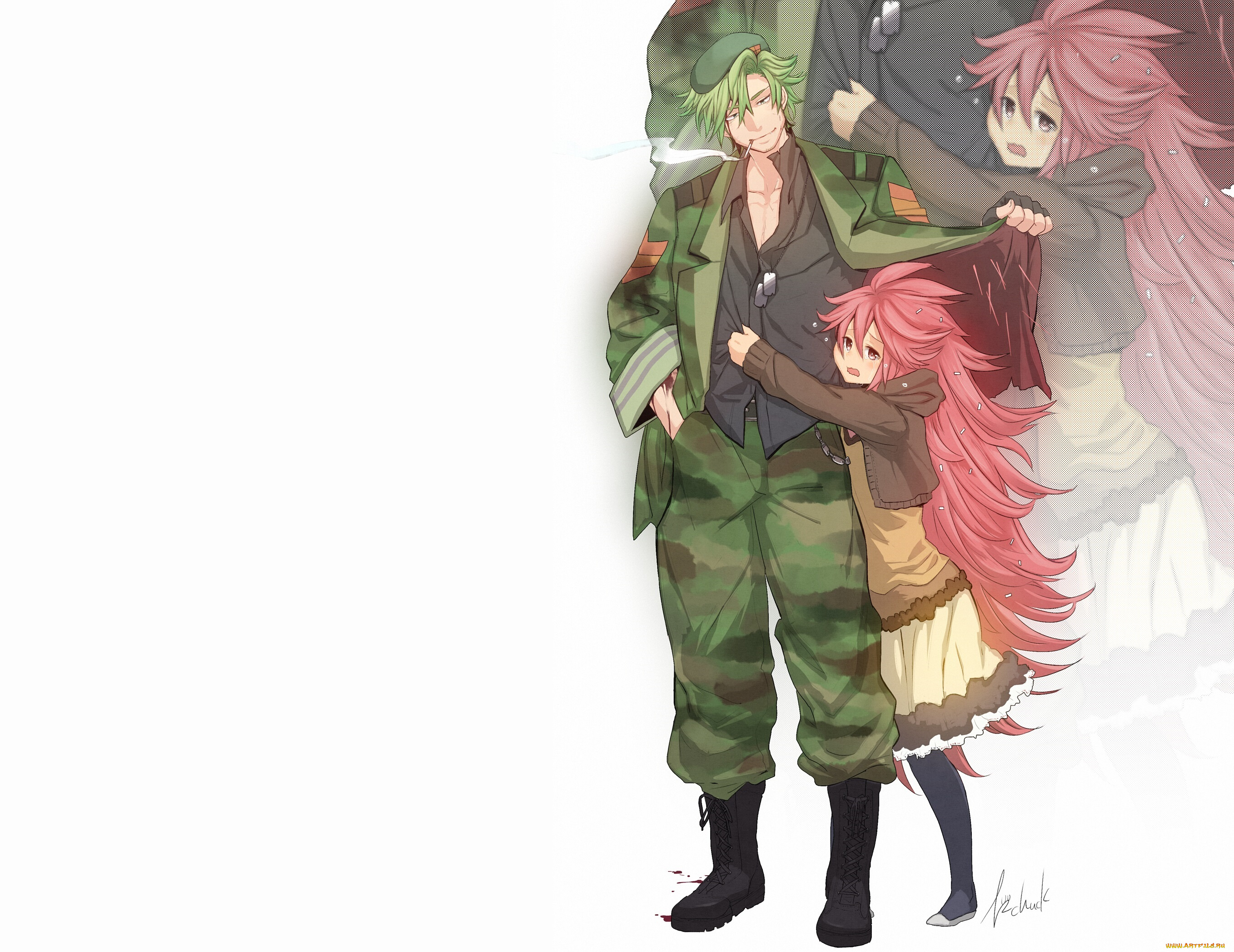 аниме, happy, tree, friends, двое