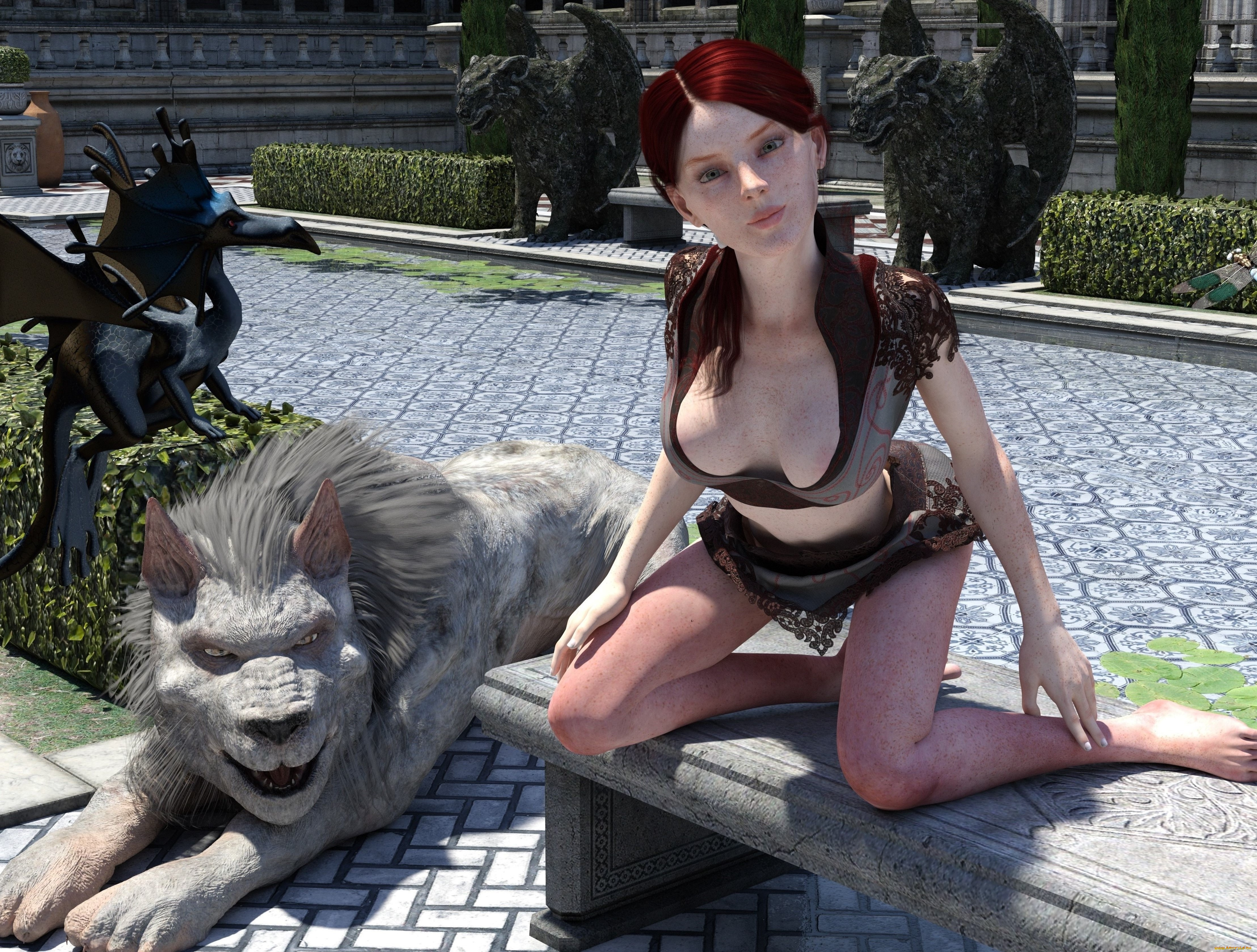 3д, графика, люди, и, животные, , people, and, animals, фон, взгляд, девушка