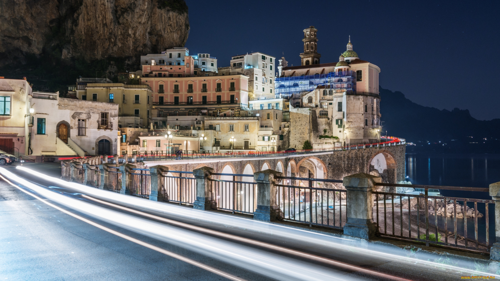 города, -, огни, ночного, города, простор