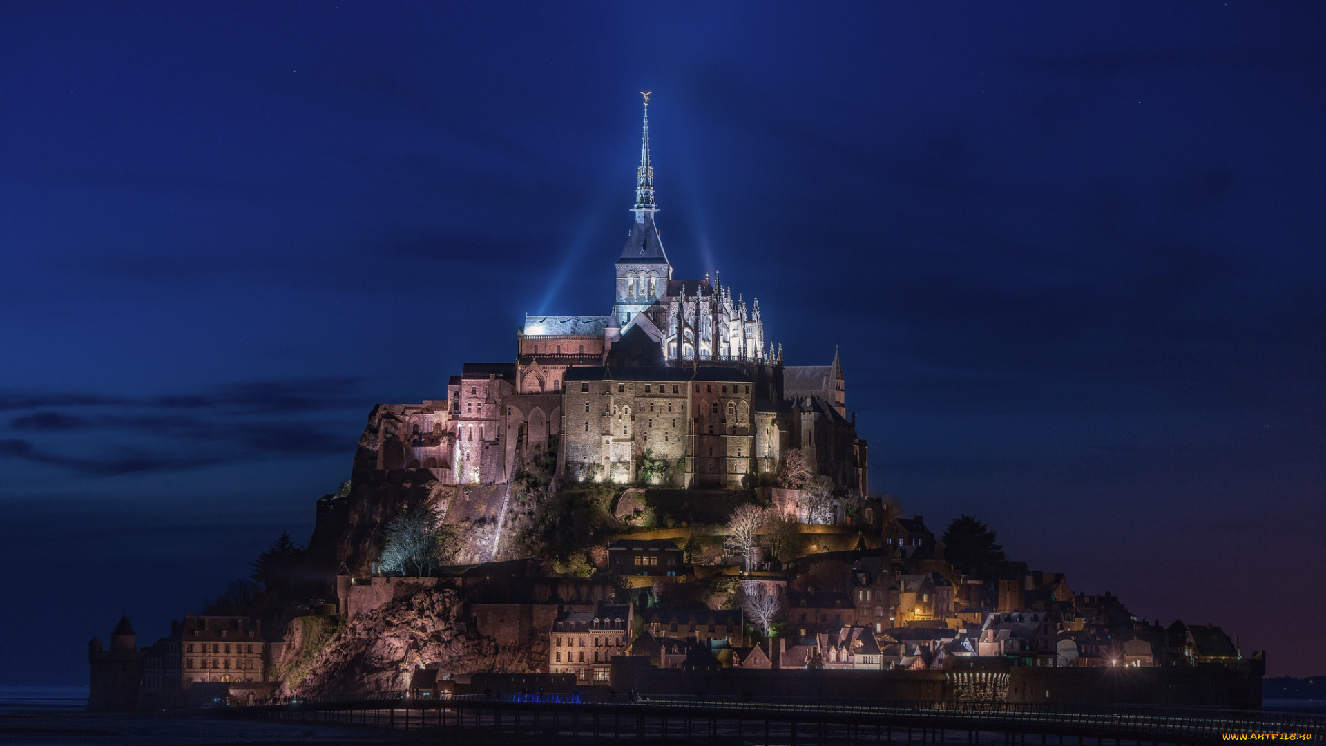 города, крепость, мон-сен-мишель, , франция, простор