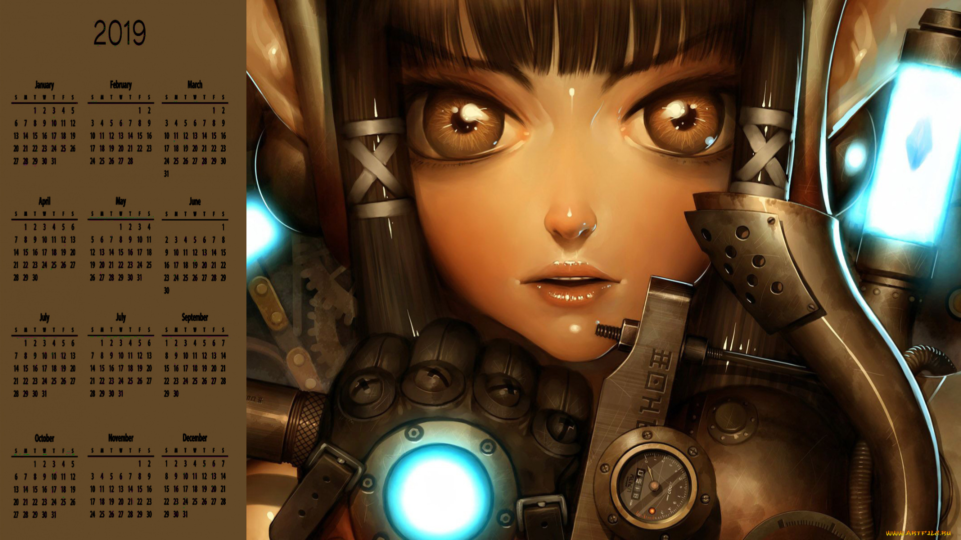 календари, фэнтези, лицо, взгляд, девушка