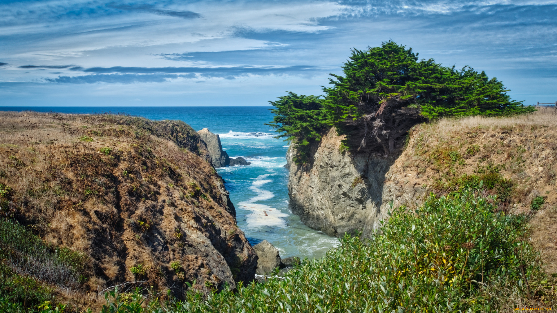 природа, побережье, простор