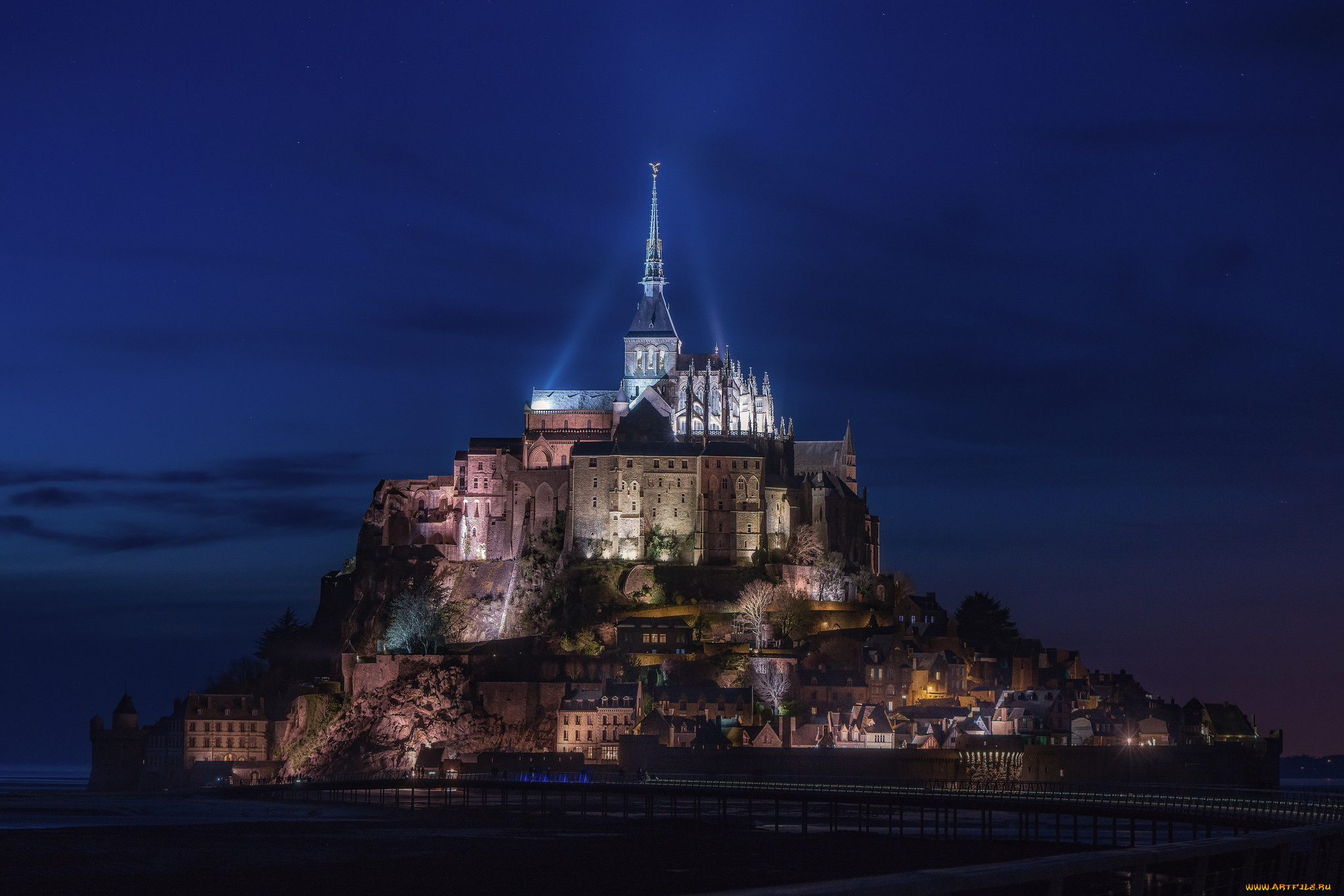 города, крепость, мон-сен-мишель, , франция, простор