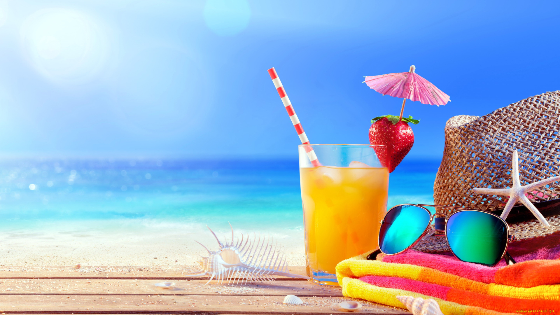 еда, напитки, , сок, клубника, пляж, апельсиновый, сок