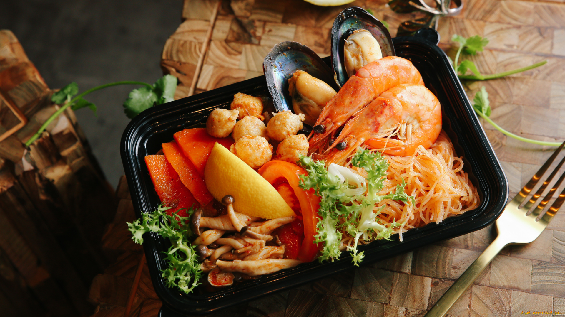 еда, рыбные, блюда, , с, морепродуктами, снедь