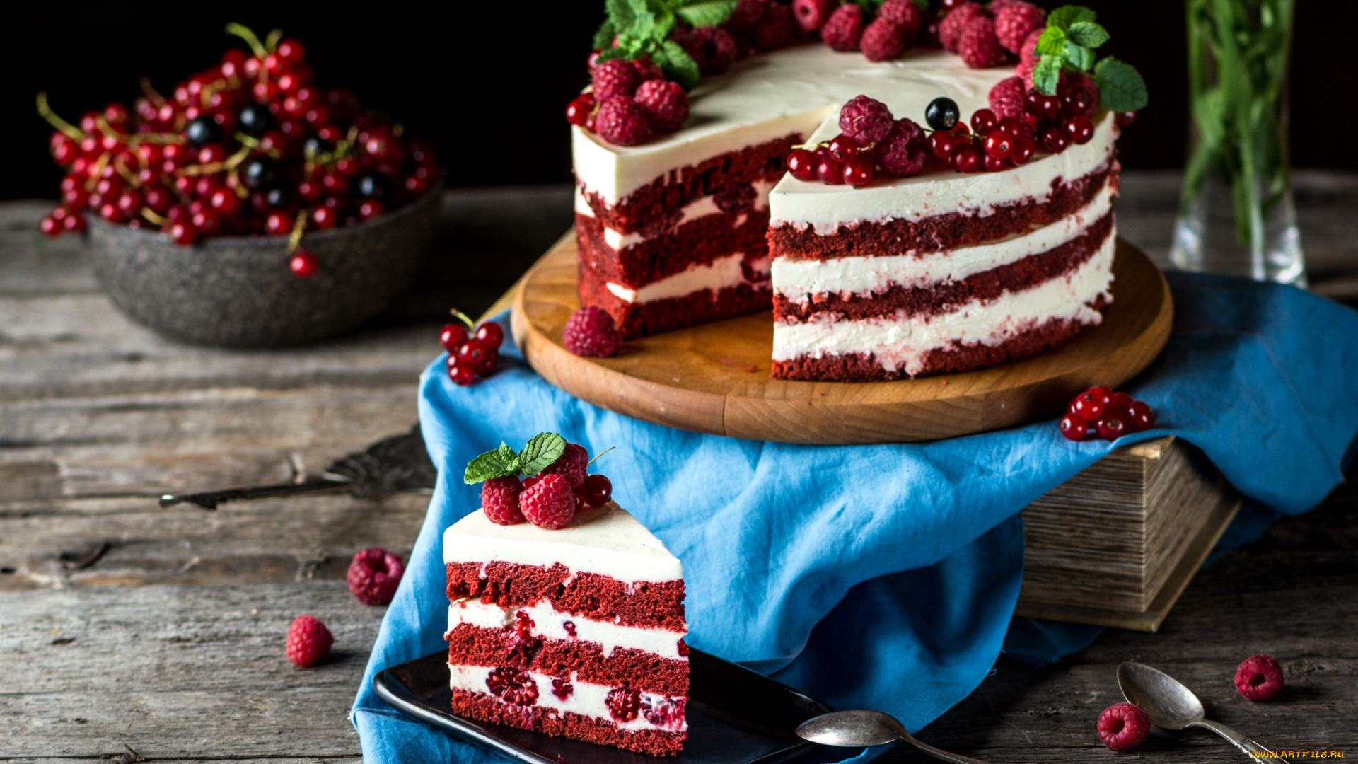 еда, торты, ягоды, торт, малина, смородина
