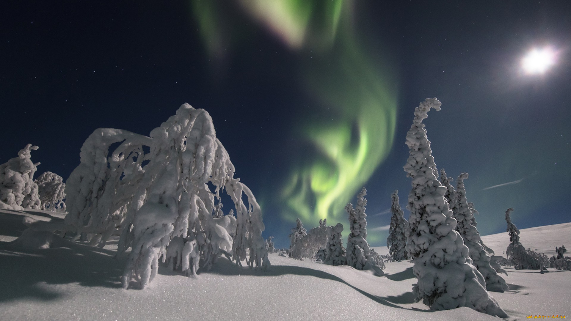 природа, северное, сияние, простор