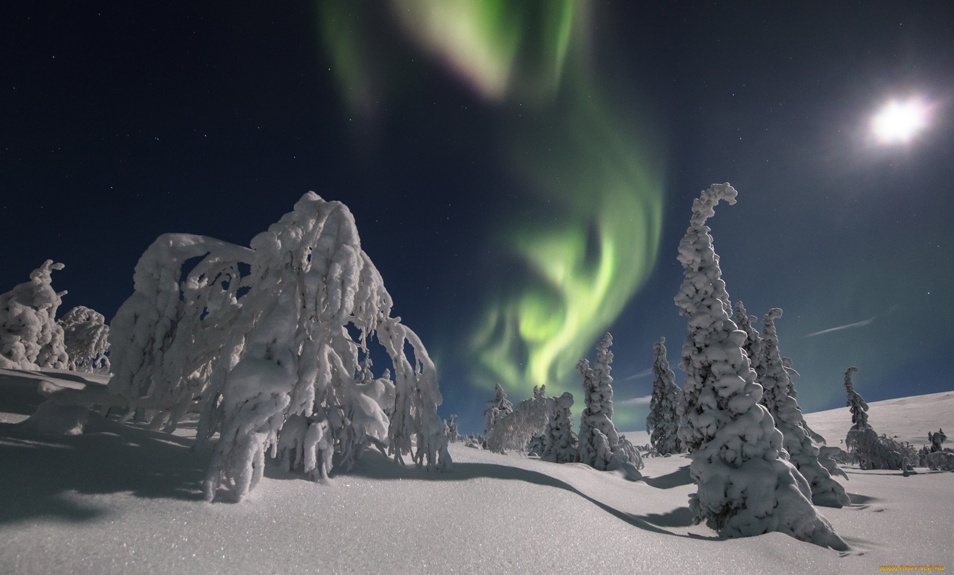 природа, северное, сияние, простор