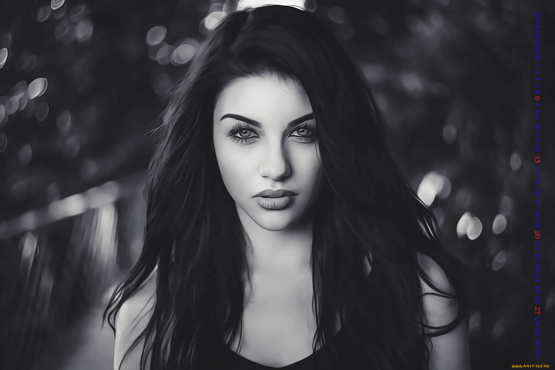 календари, компьютерный, дизайн, женщина, взгляд, 2019, calendar, лицо, девушка