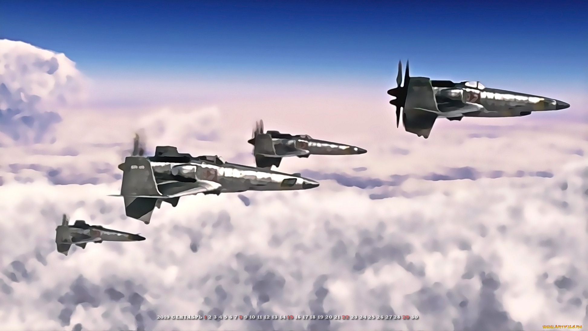 календари, аниме, 2019, облако, calendar, полет, небо, самолет