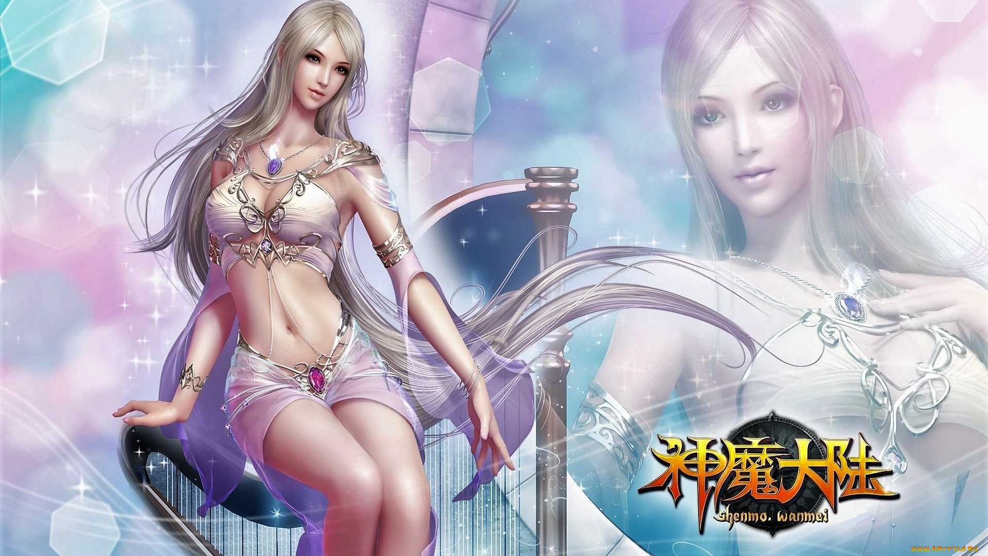 видео, игры, forsaken, world, девушка, арфа