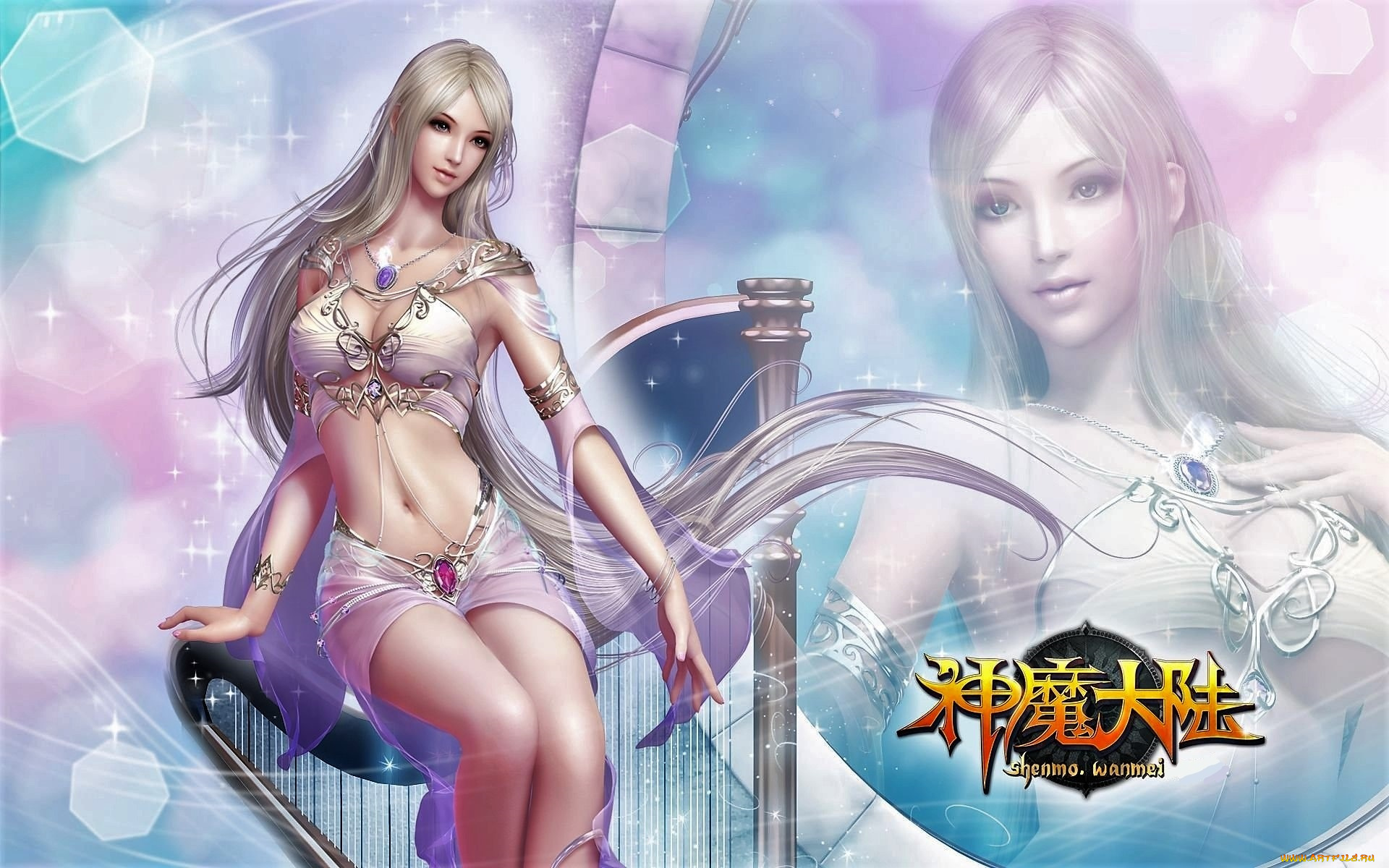 видео, игры, forsaken, world, девушка, арфа