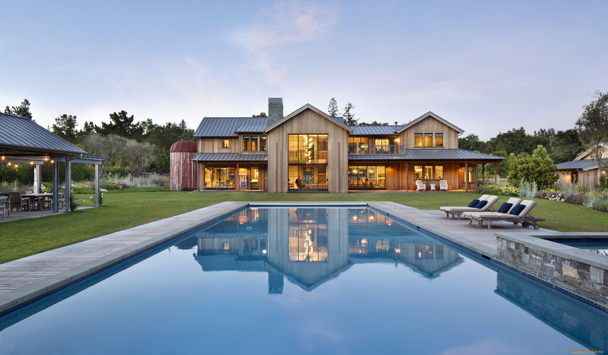 города, -, здания, , дома, вилла, бассейн, освещение, двор, сан-франциско, архитектура, california, san, francisco, штат, калифорния, triple, l, house, красивая, деревянная, частная, резиденция, by, sdg, architecture, beautiful, wooden, private, residence