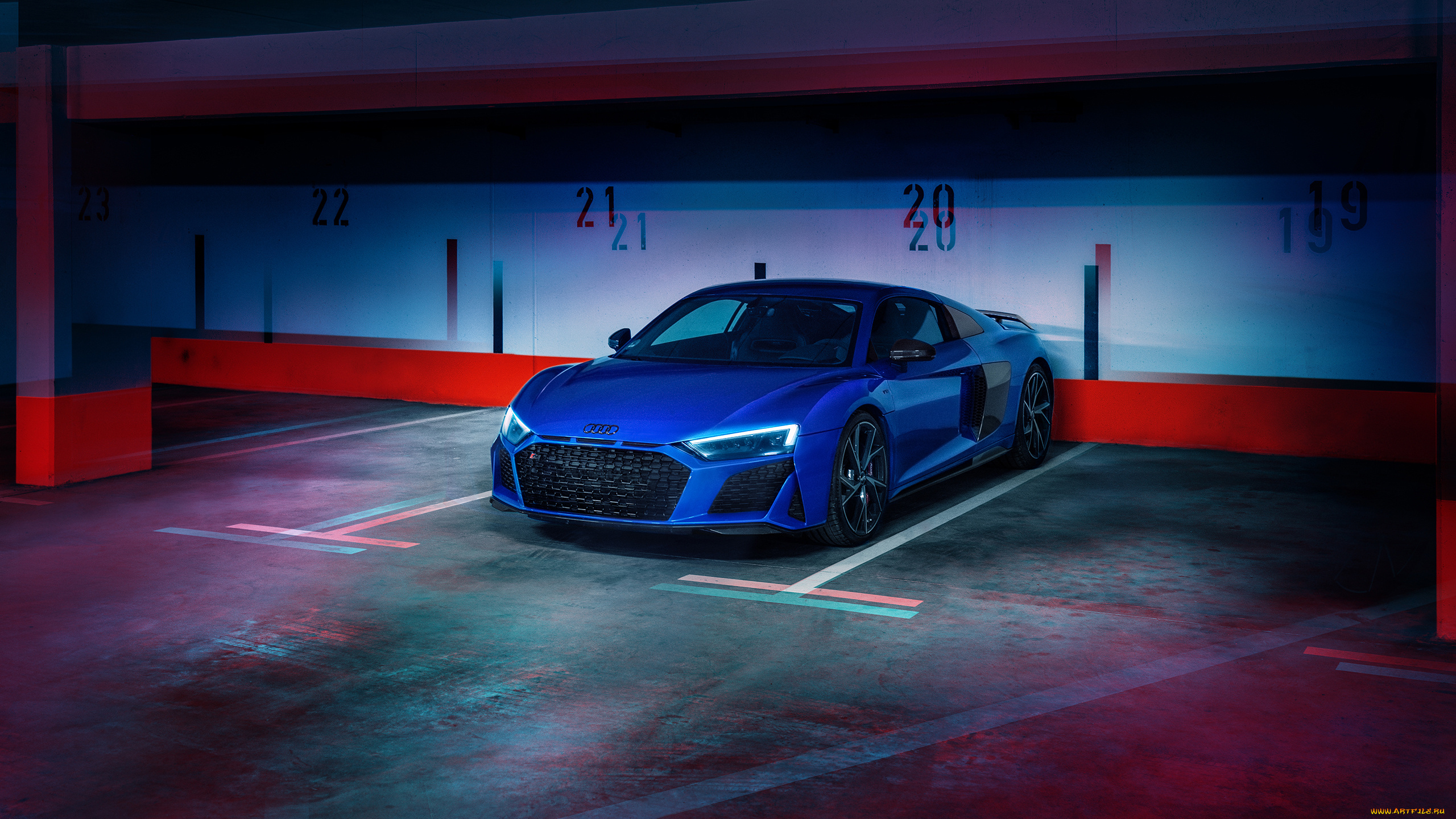 audi, r8, автомобили, audi, синий, парковка
