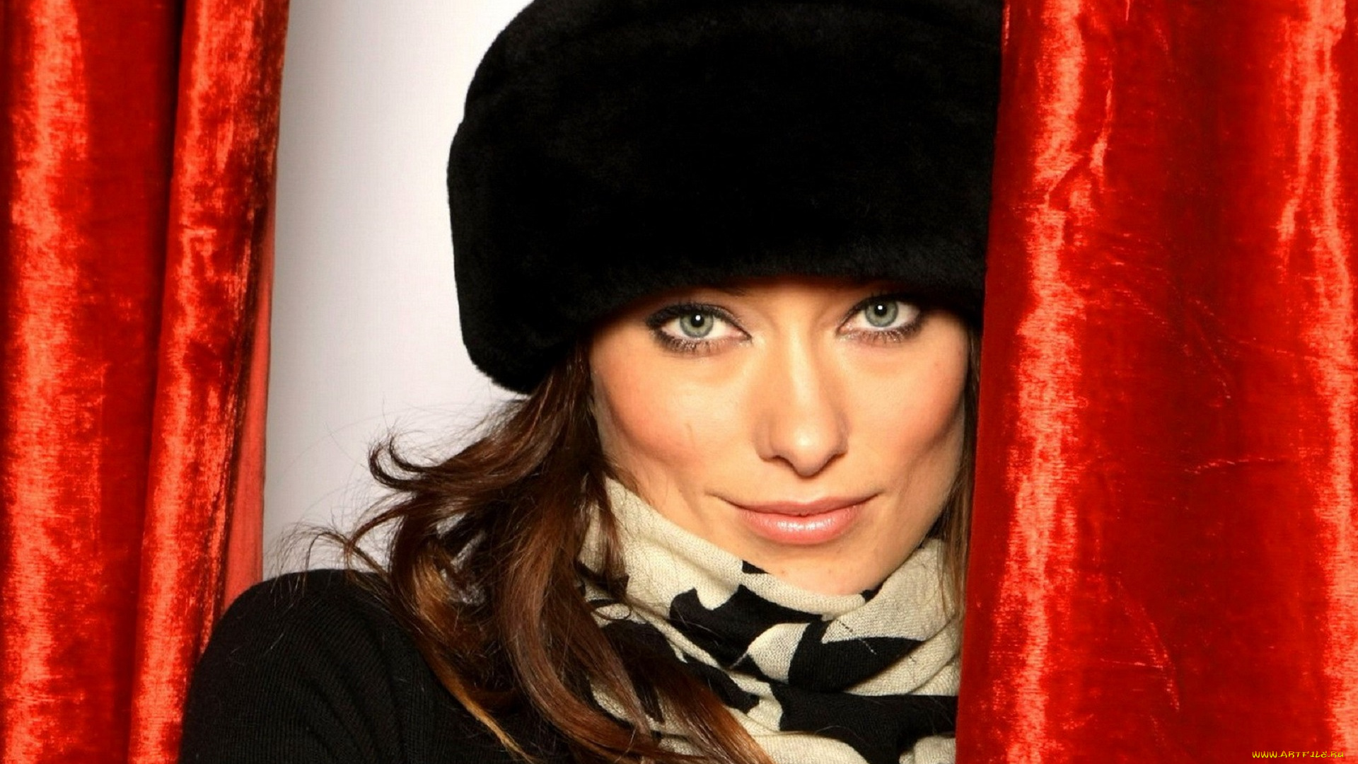 девушки, olivia, wilde, актриса, шатенка, шапка, лицо, шарф, шторы